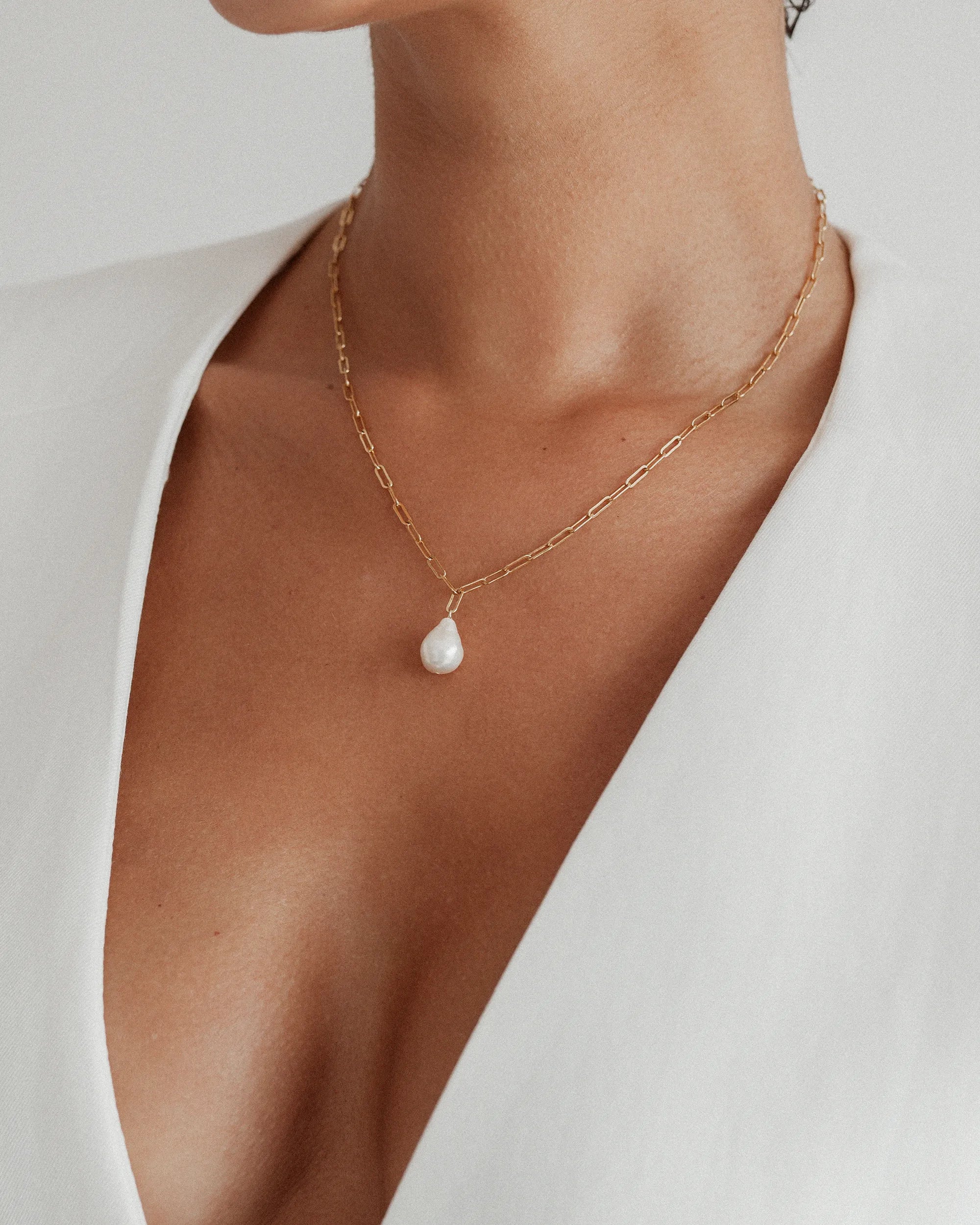 Salma Baroque Pearl 14k Gold Chain Necklace
