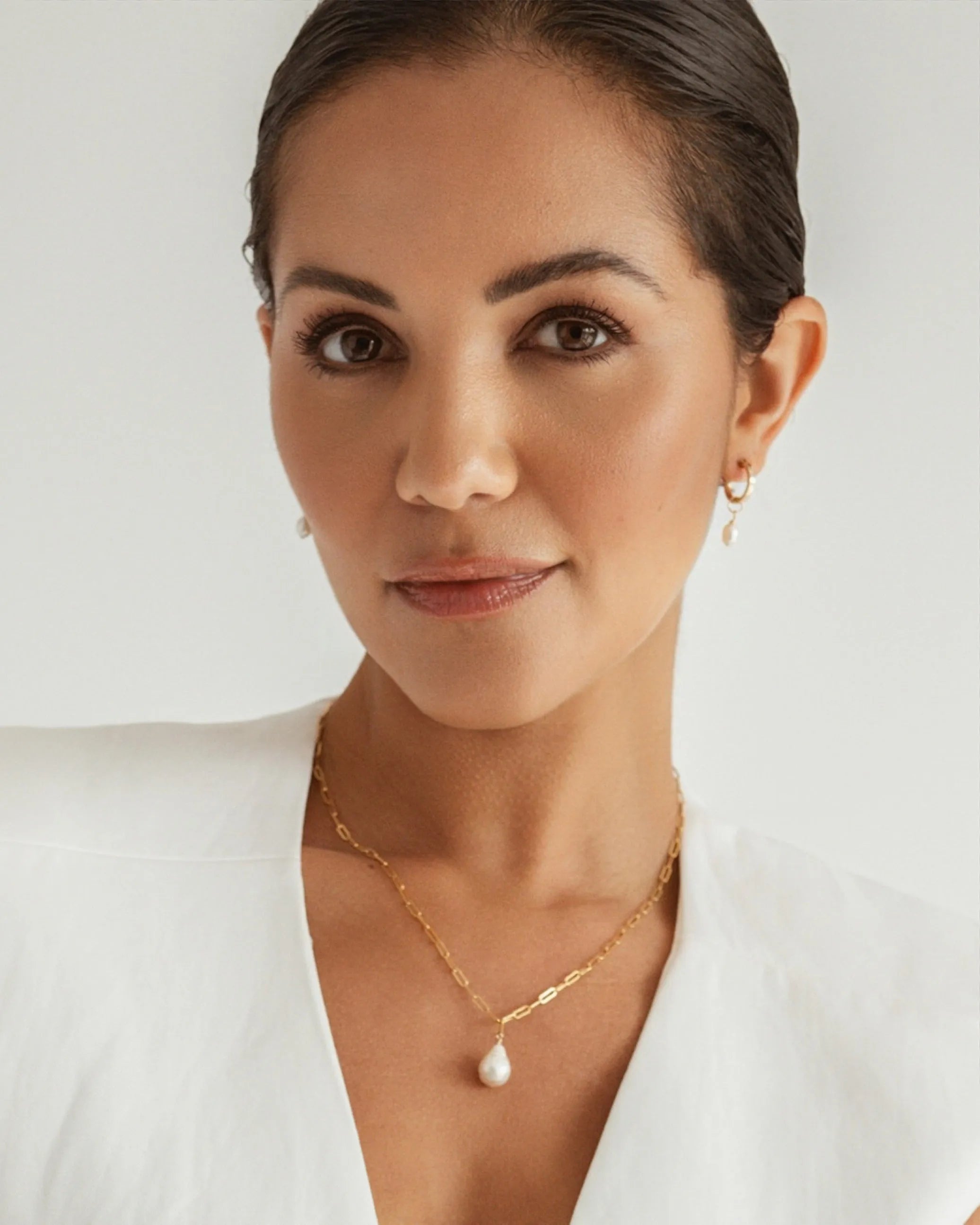 Lucia Rice Pearl 14k Gold Huggie Hoops - 12mm