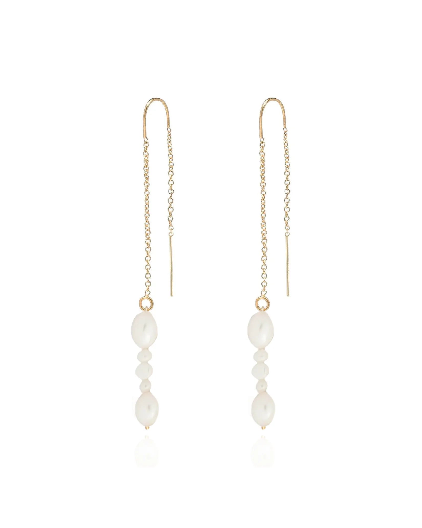 Coast Baroque Pearl 14k Gold Fine Threader Earrings