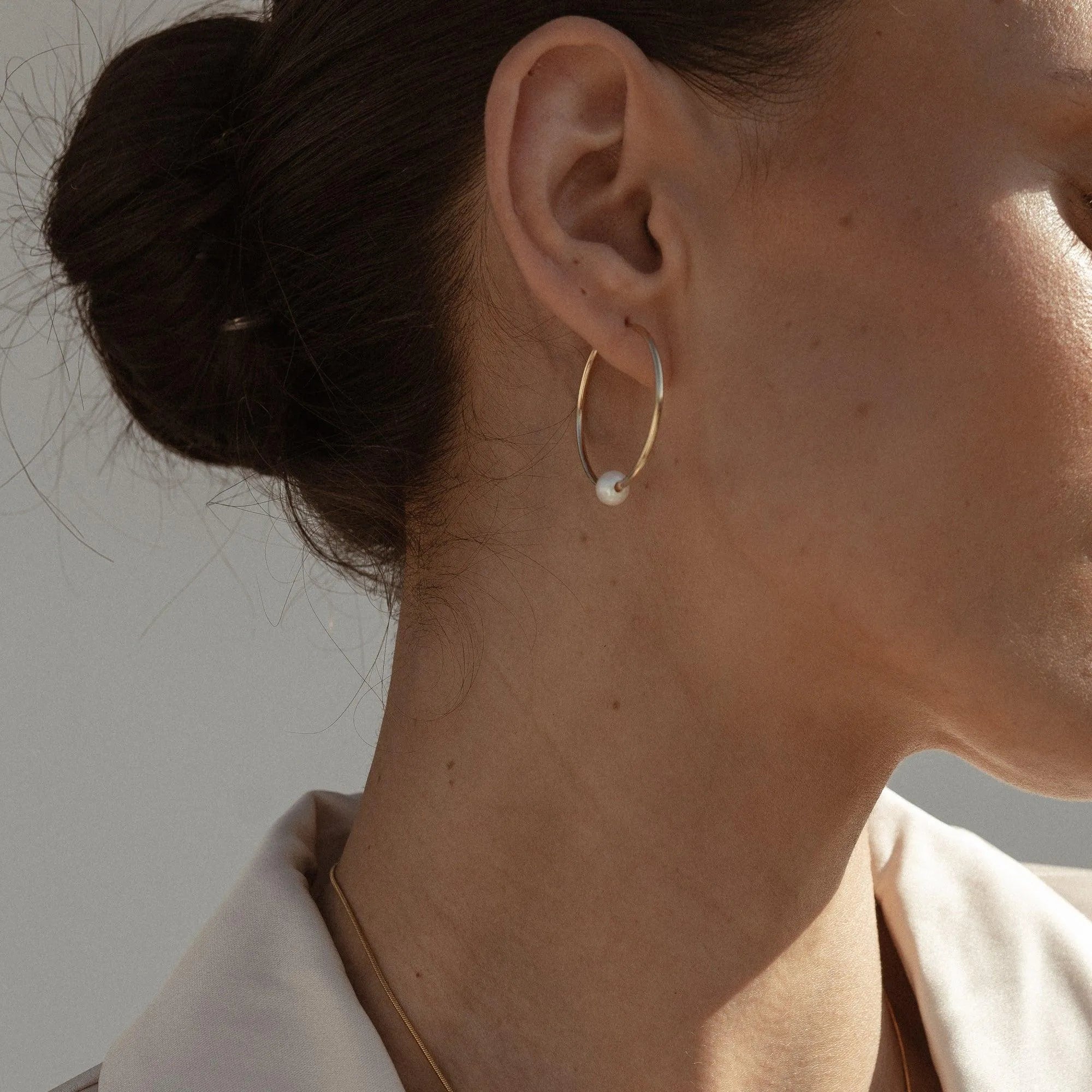 Miranda Baroque Pearl 14k Gold Hoops - ELLA PALM