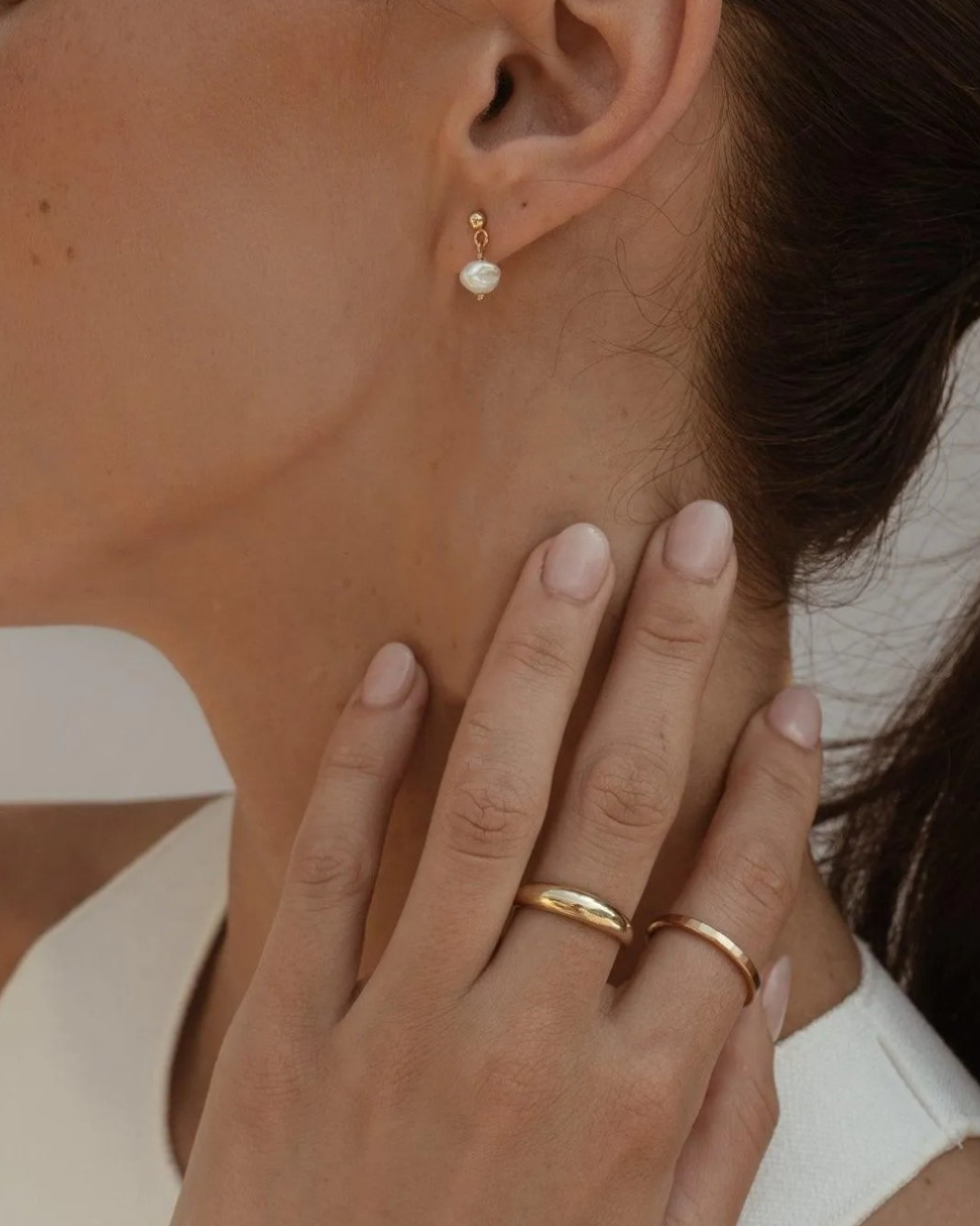 Cassis 14k Gold Keshi Pearl Single Studs