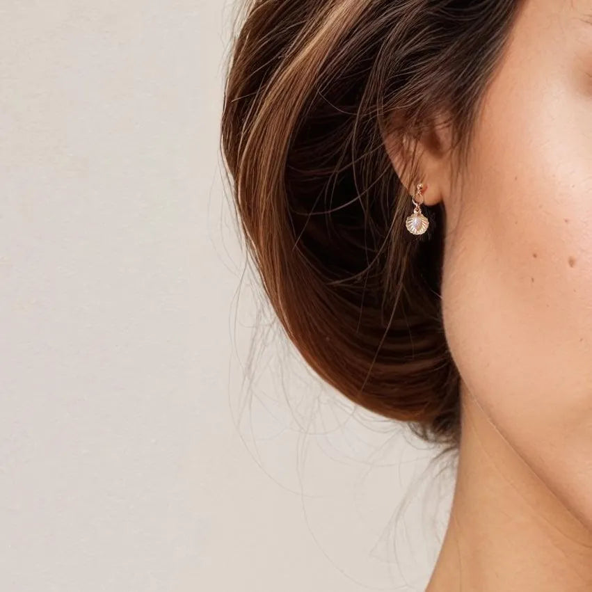 Mila Shell & Pearl 14k Gold Stud Earrings - ELLA PALM