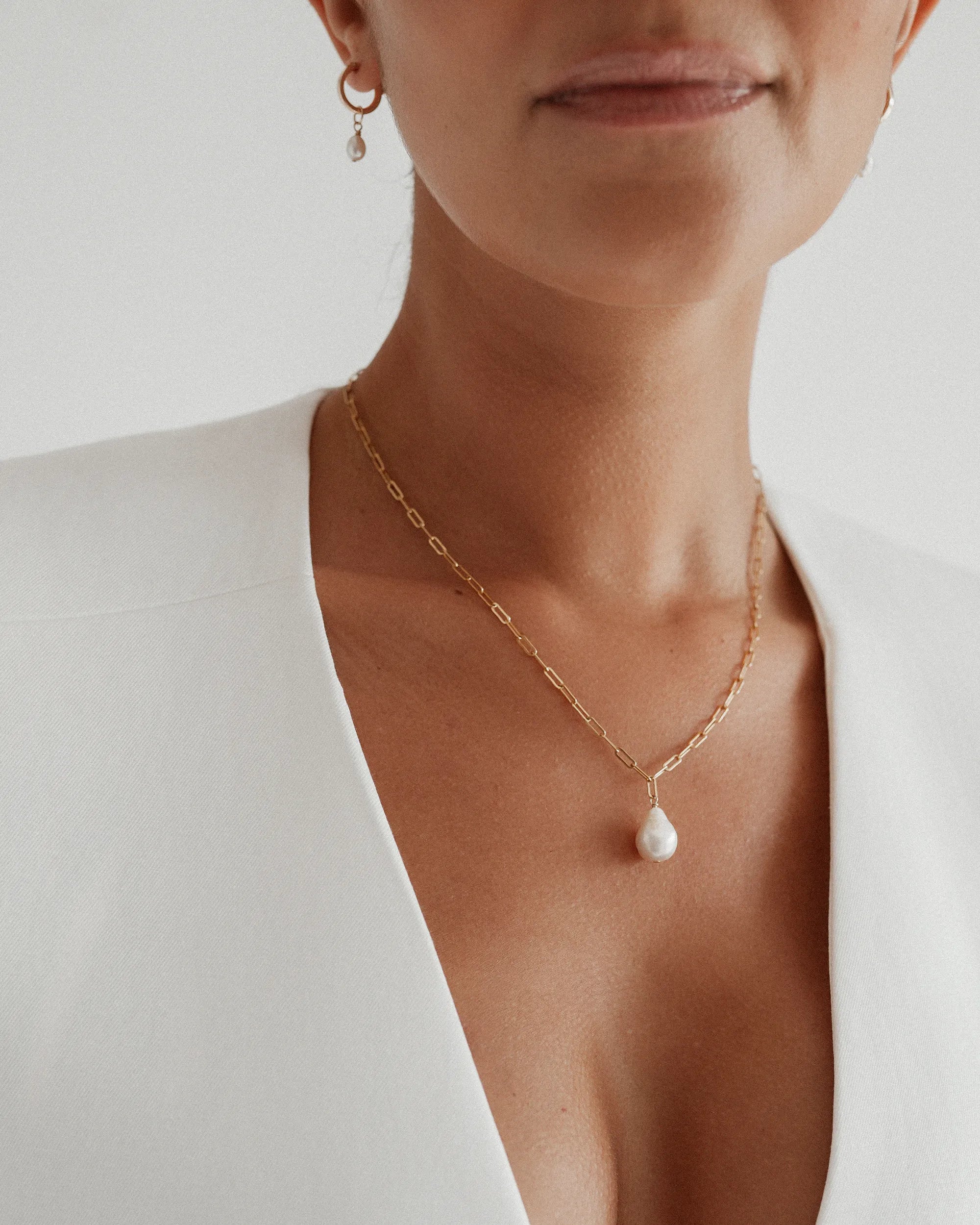Salma Baroque Pearl 14k Gold Chain Necklace