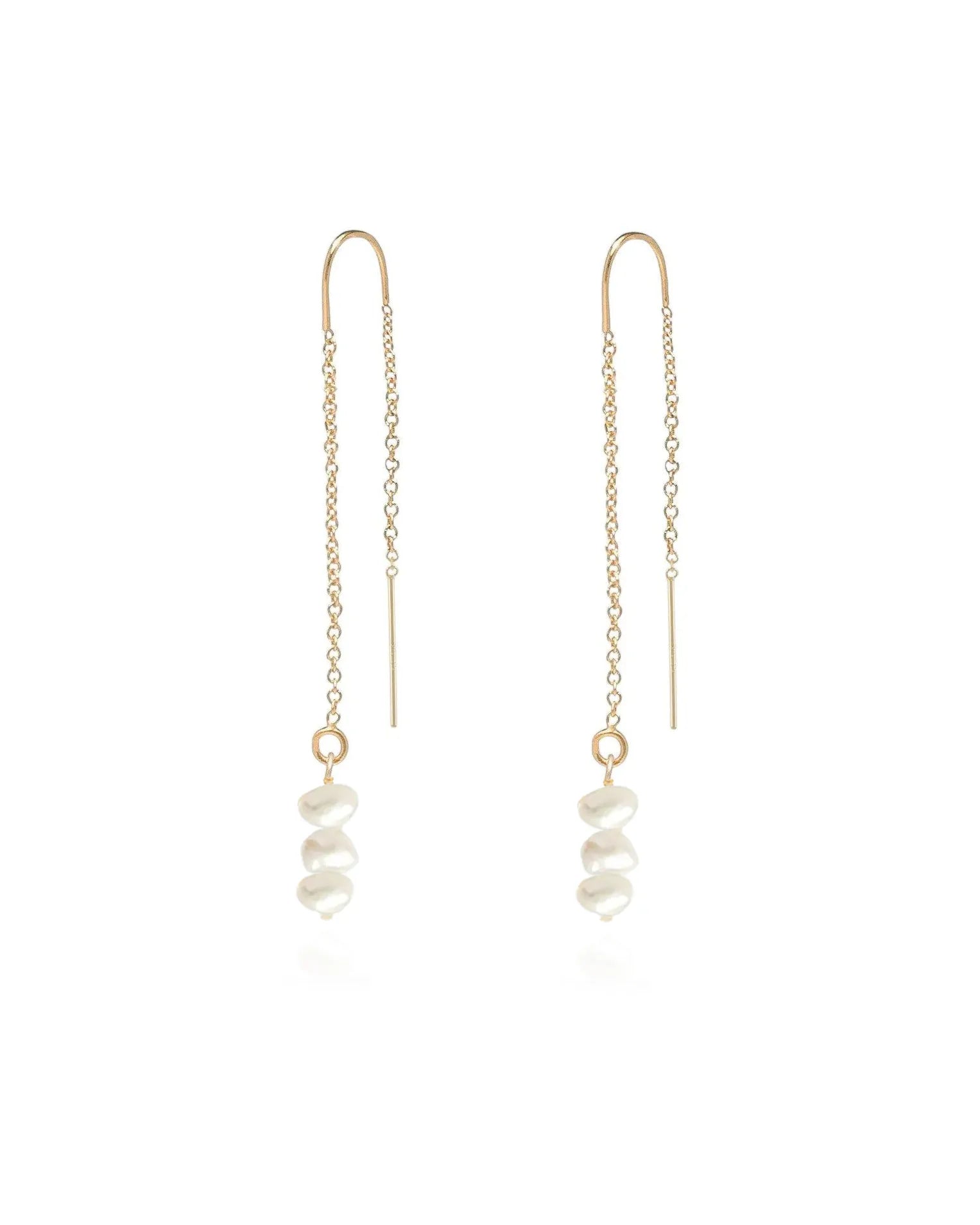 Cassis Keshi Pearl 14k Gold Fine Threader Earrings