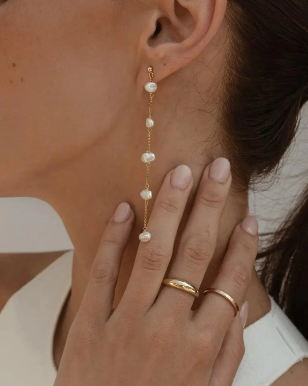 Cassis Keshi Pearl 14k Gold Drop Earrings