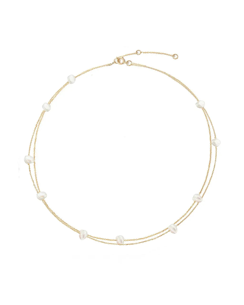 Cassis Keshi Pearl Layered 14k Gold Necklace