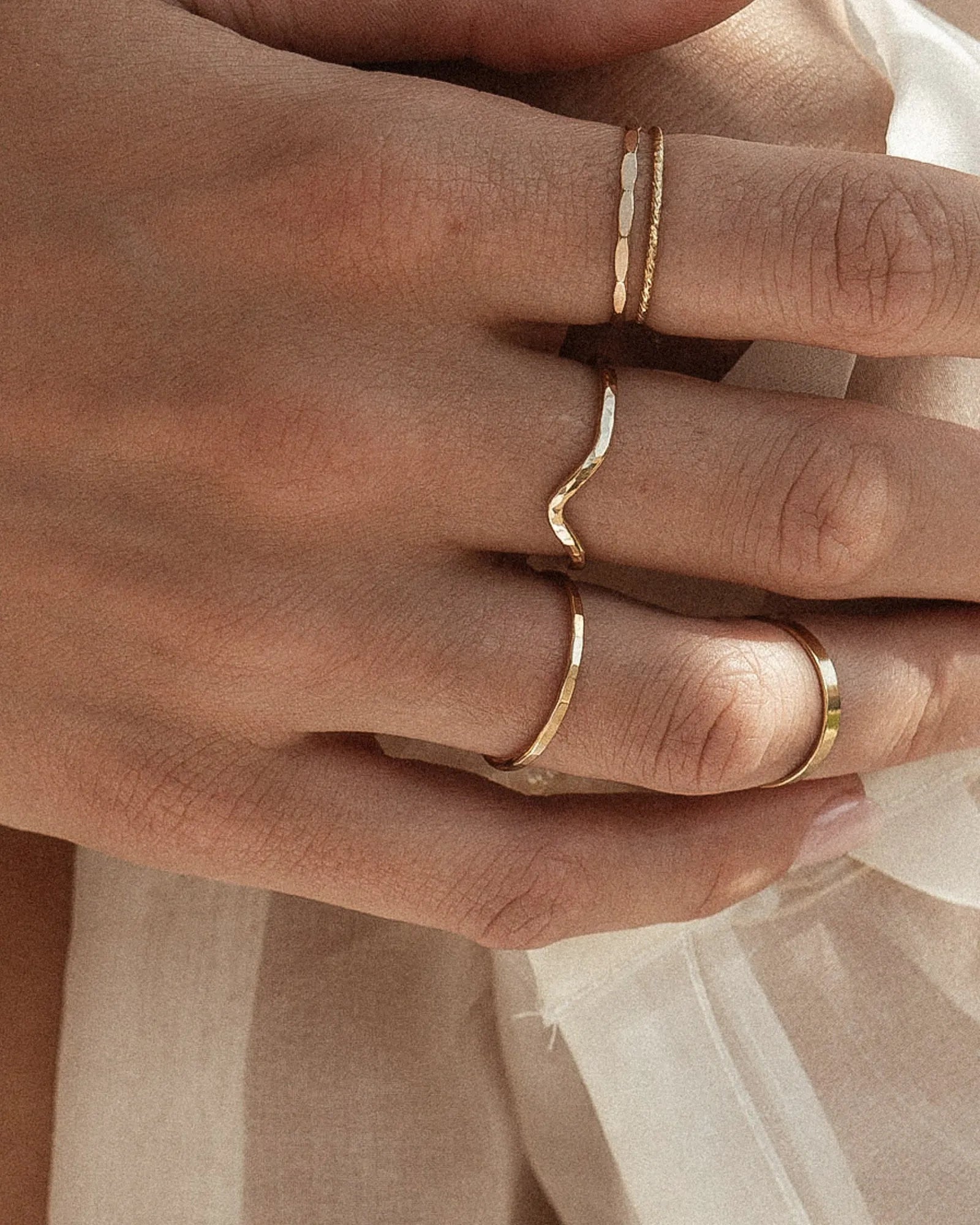Thalia Stacking Gold Textured Ring