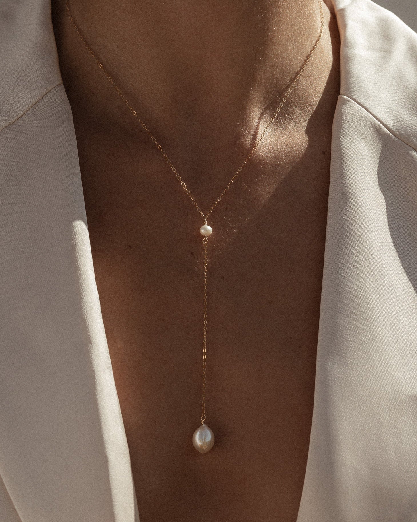 Alexandra Baroque Pearl 14k Gold Y Necklace