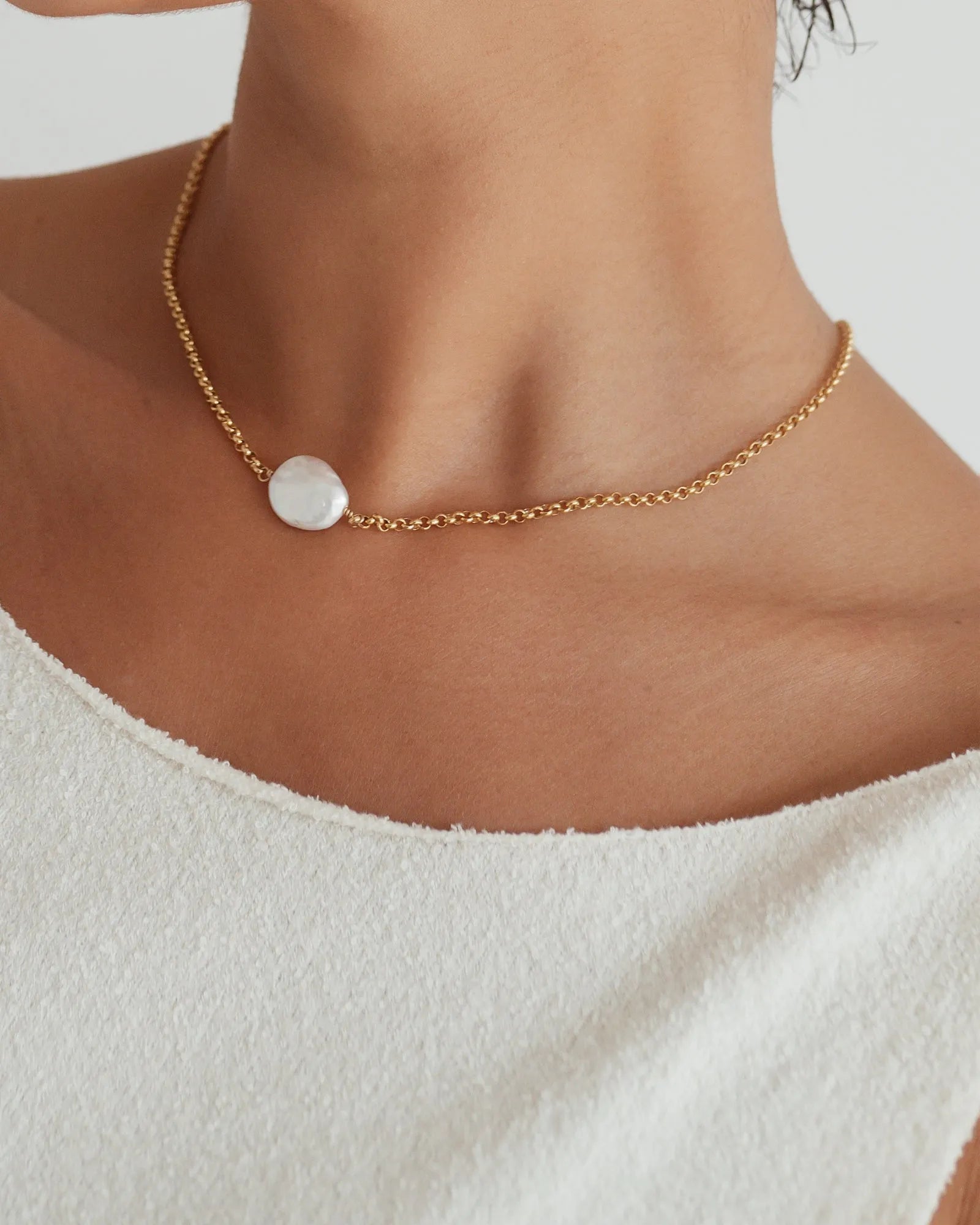 Layla Baroque Pearl Chain 14k Gold Necklace