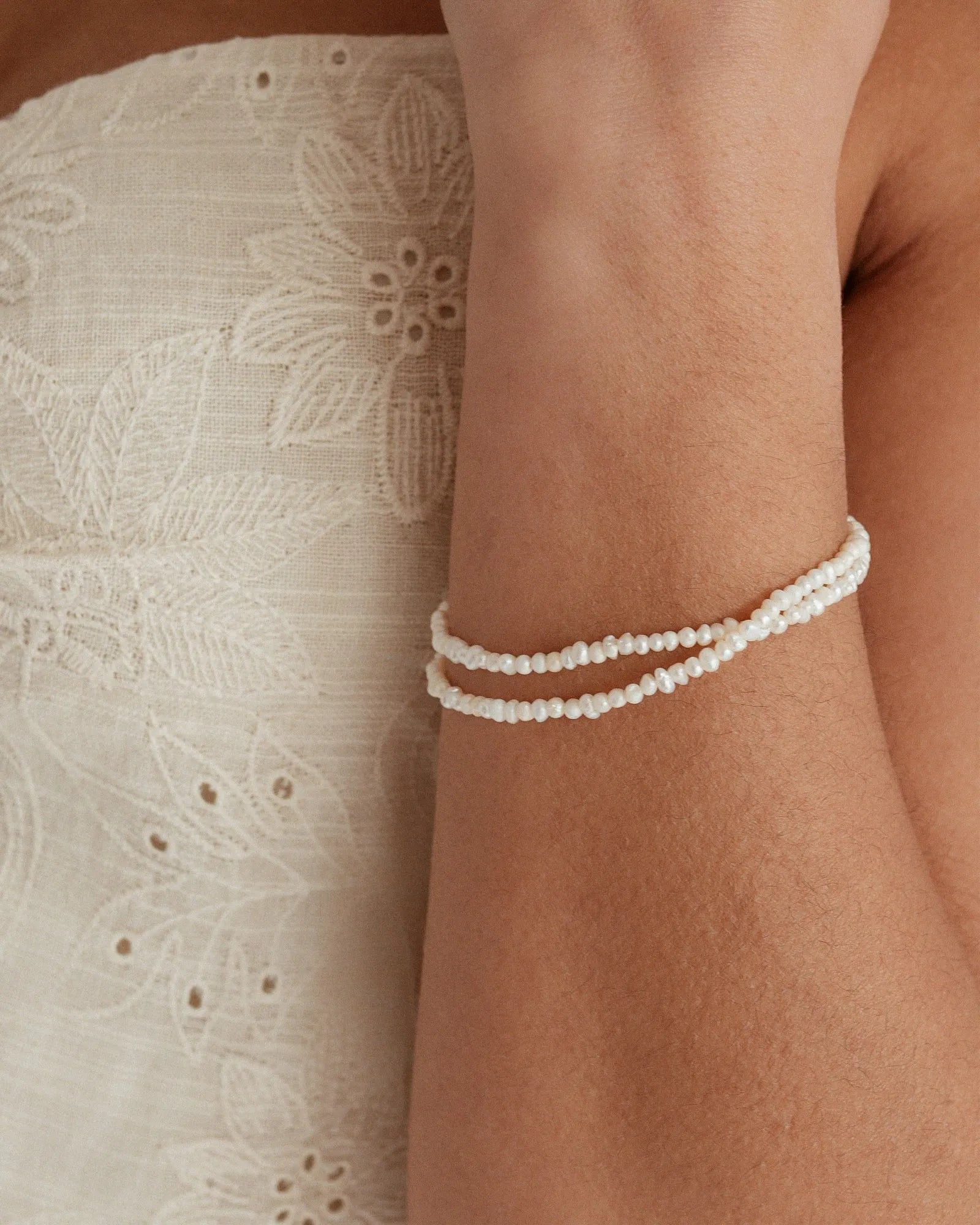 Lani Layered Seed Pearl 14k Gold Wrap Bracelet