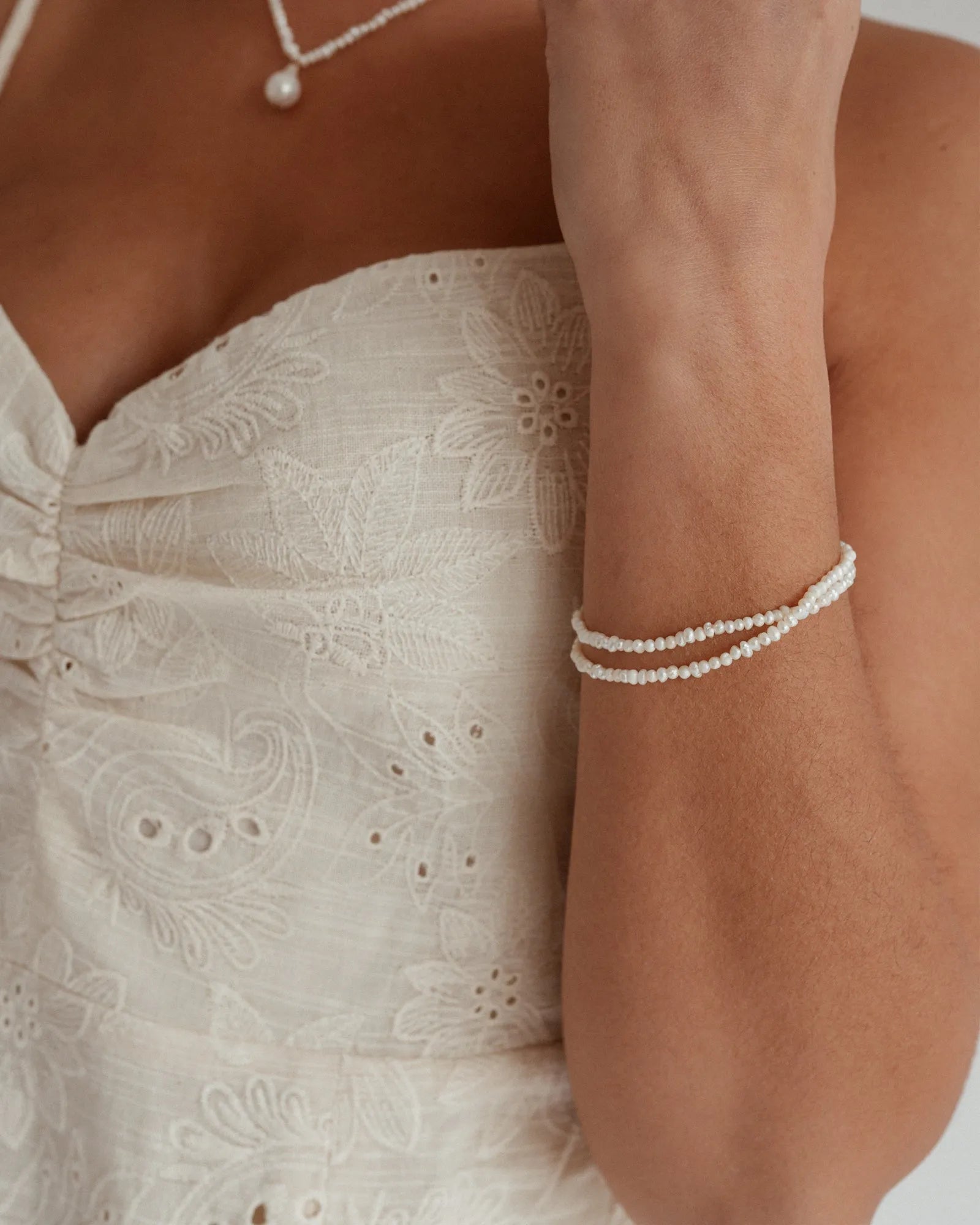 Lani Layered Seed Pearl 14k Gold Wrap Bracelet