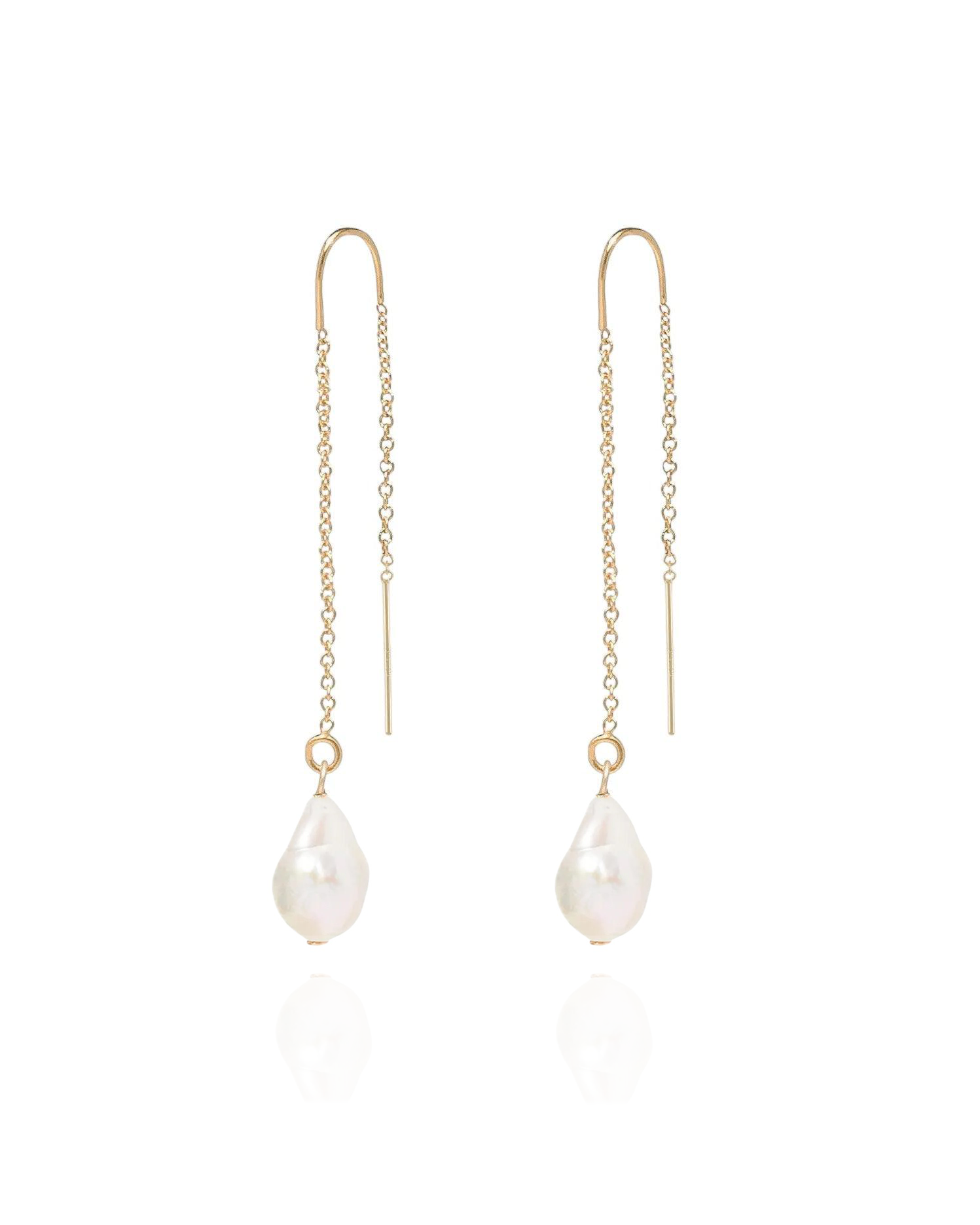 Eva Baroque Pearl 14k Gold Fine Threader Earrings