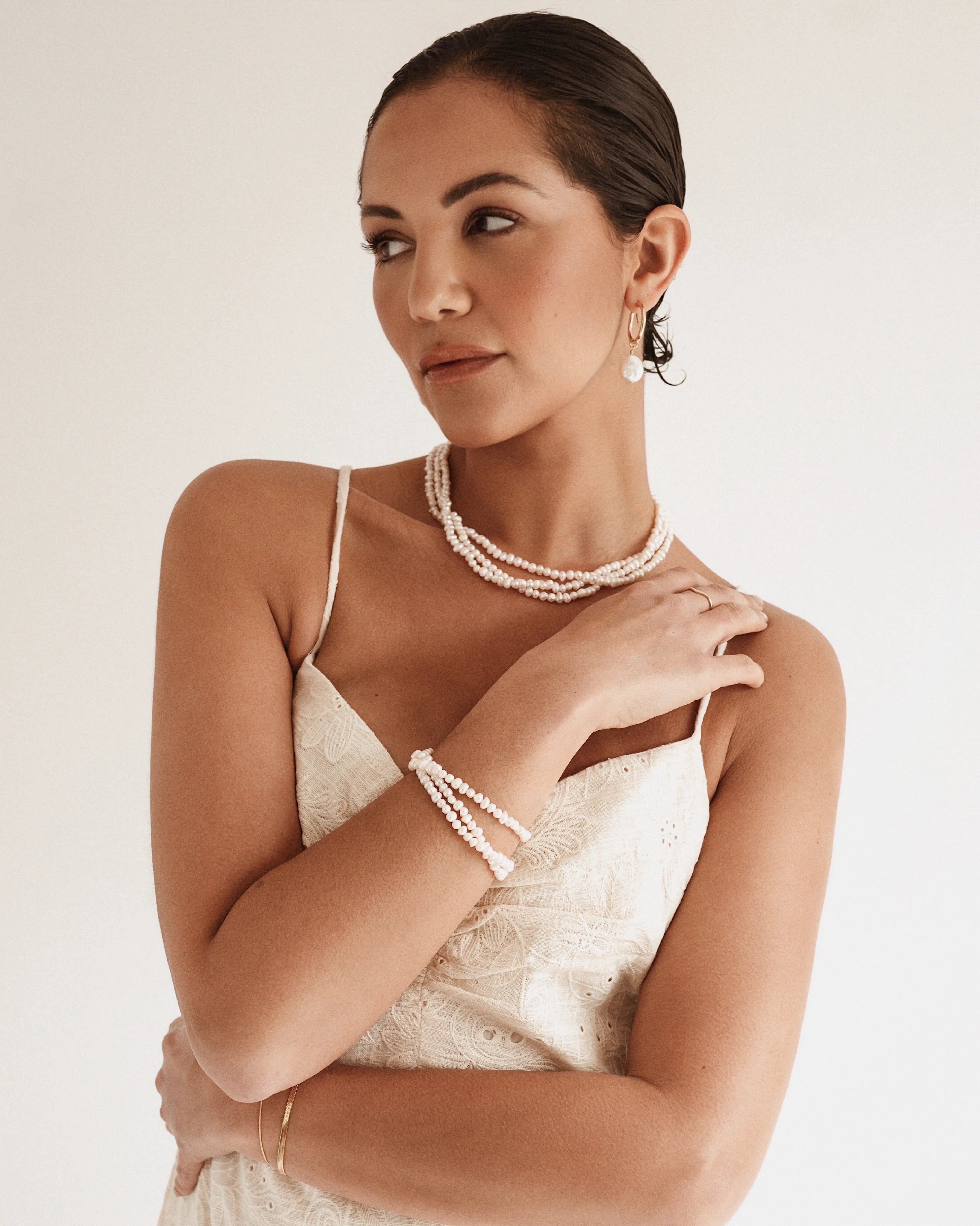 Gia Pearl 14k Gold Layered Necklace