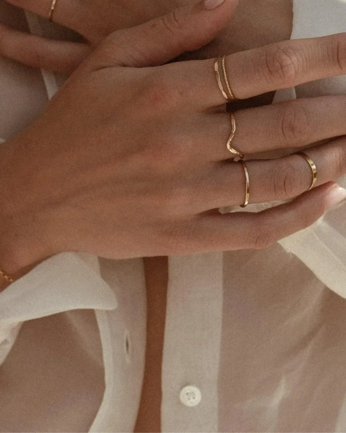 Caia Textured 14k Gold Stacking Ring