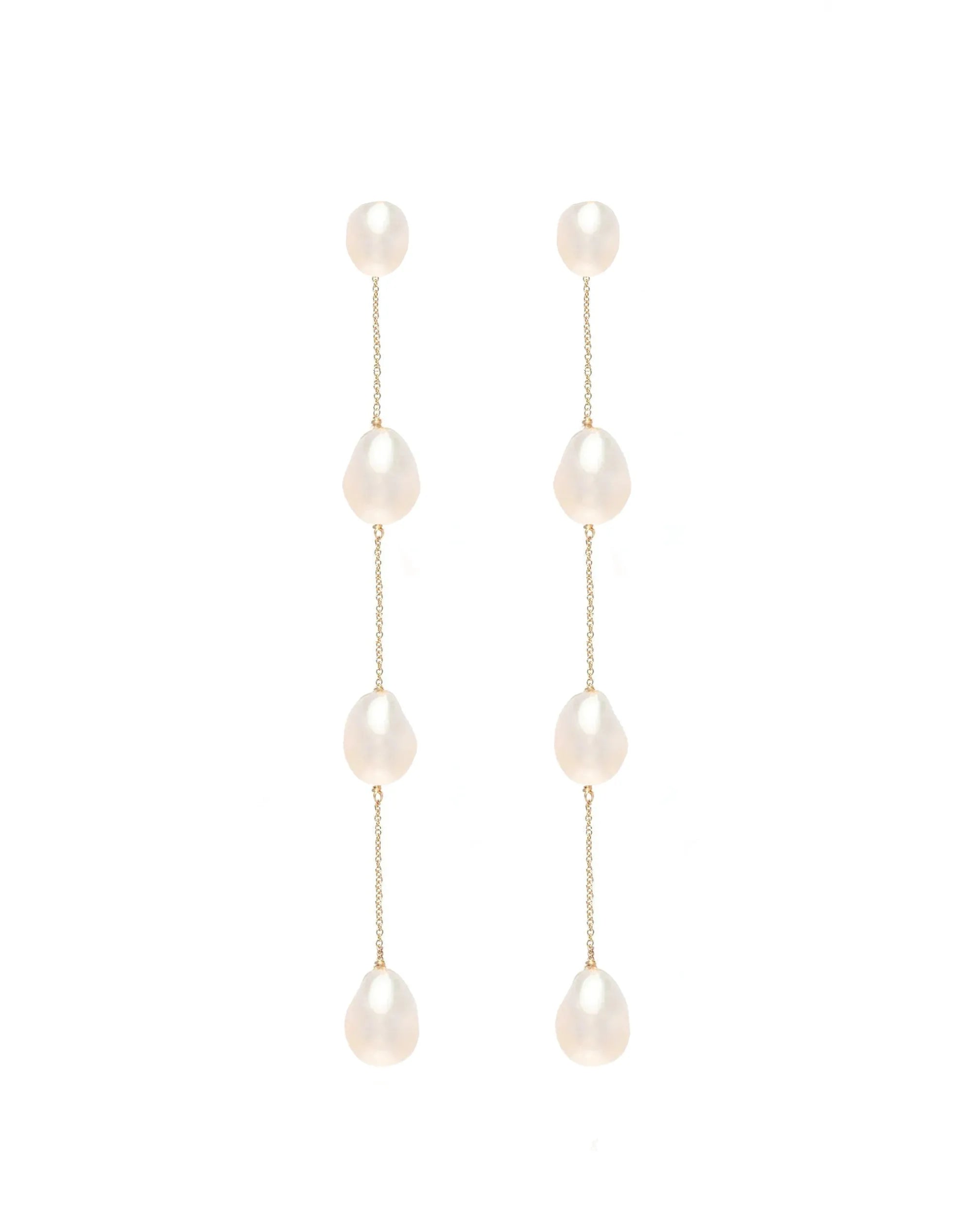 Eva Baroque 4 Pearl Drop 14k Gold Earrings