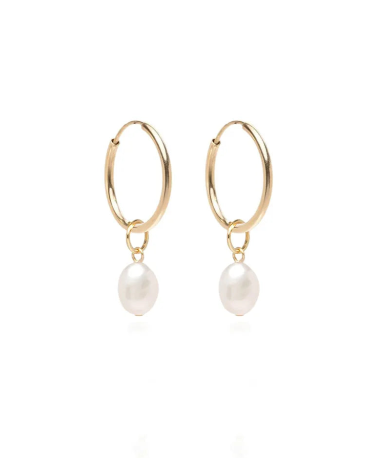 Cami Baroque Pearl Sleeper 14k Gold Hoops