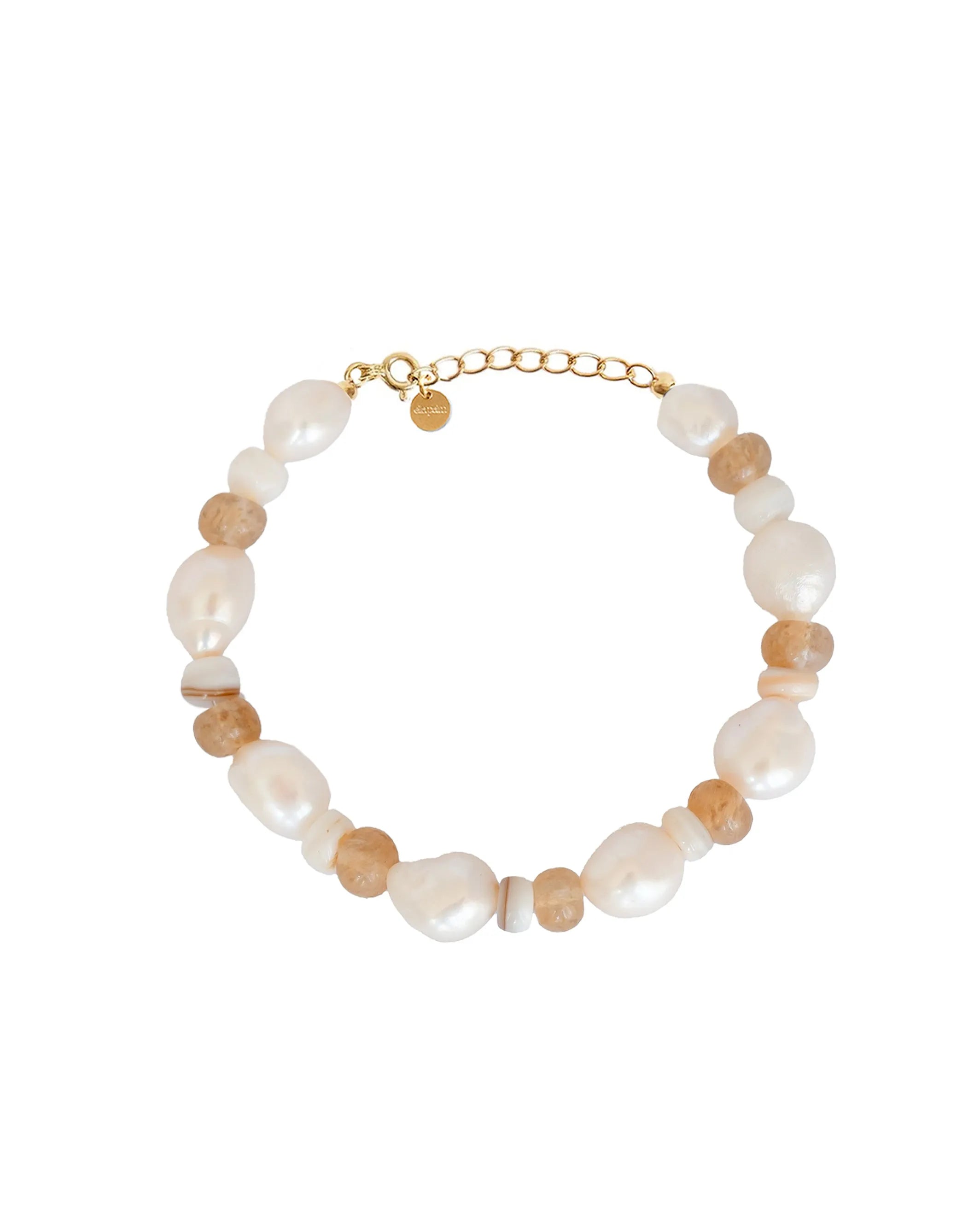 Capri Citrine & Pearl Gemstone Beaded 14k Gold Bracelet