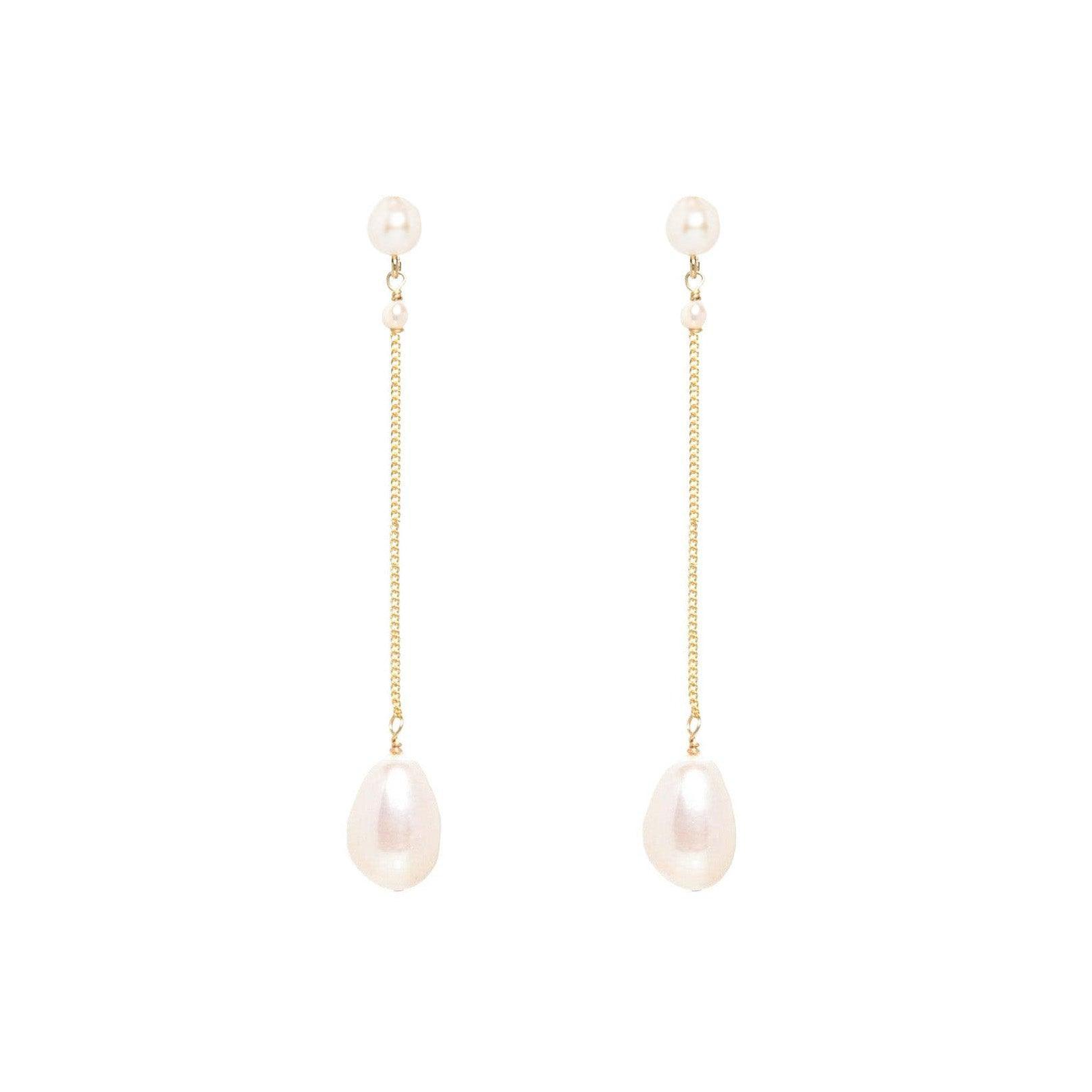 Cascade Pearl 14k Gold Drop Earrings - ELLA PALM