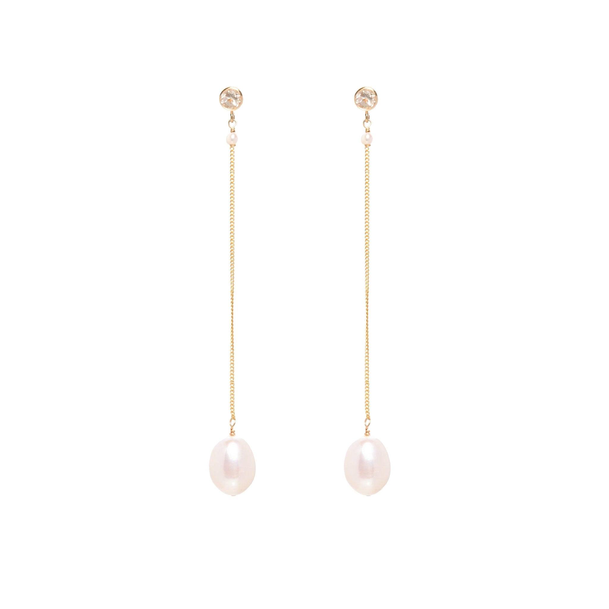 Cascade Topaz Baroque Pearl 14k Gold Drop Earrings - ELLA PALM