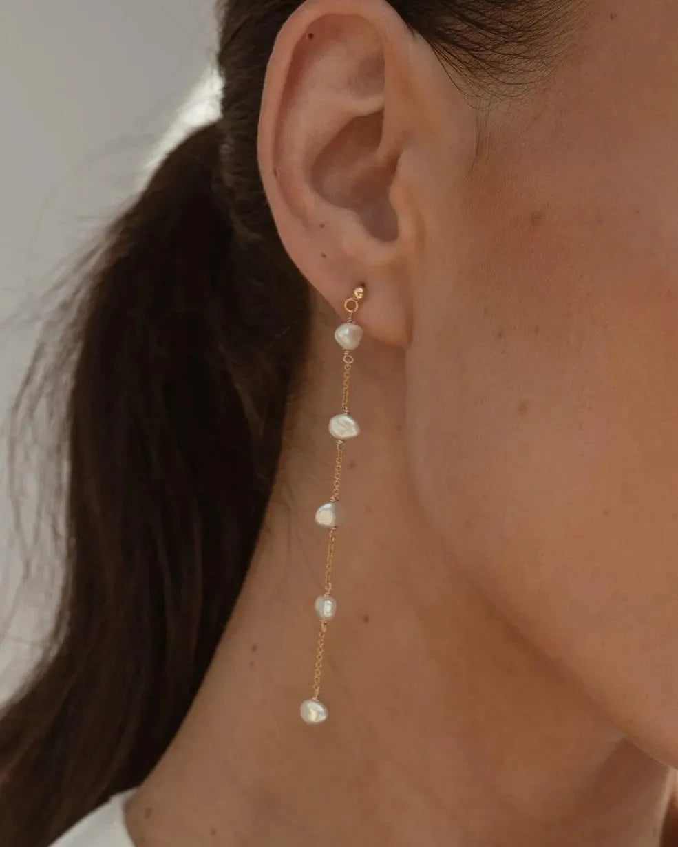 Cassis Keshi Pearl 14k Gold Drop Earrings