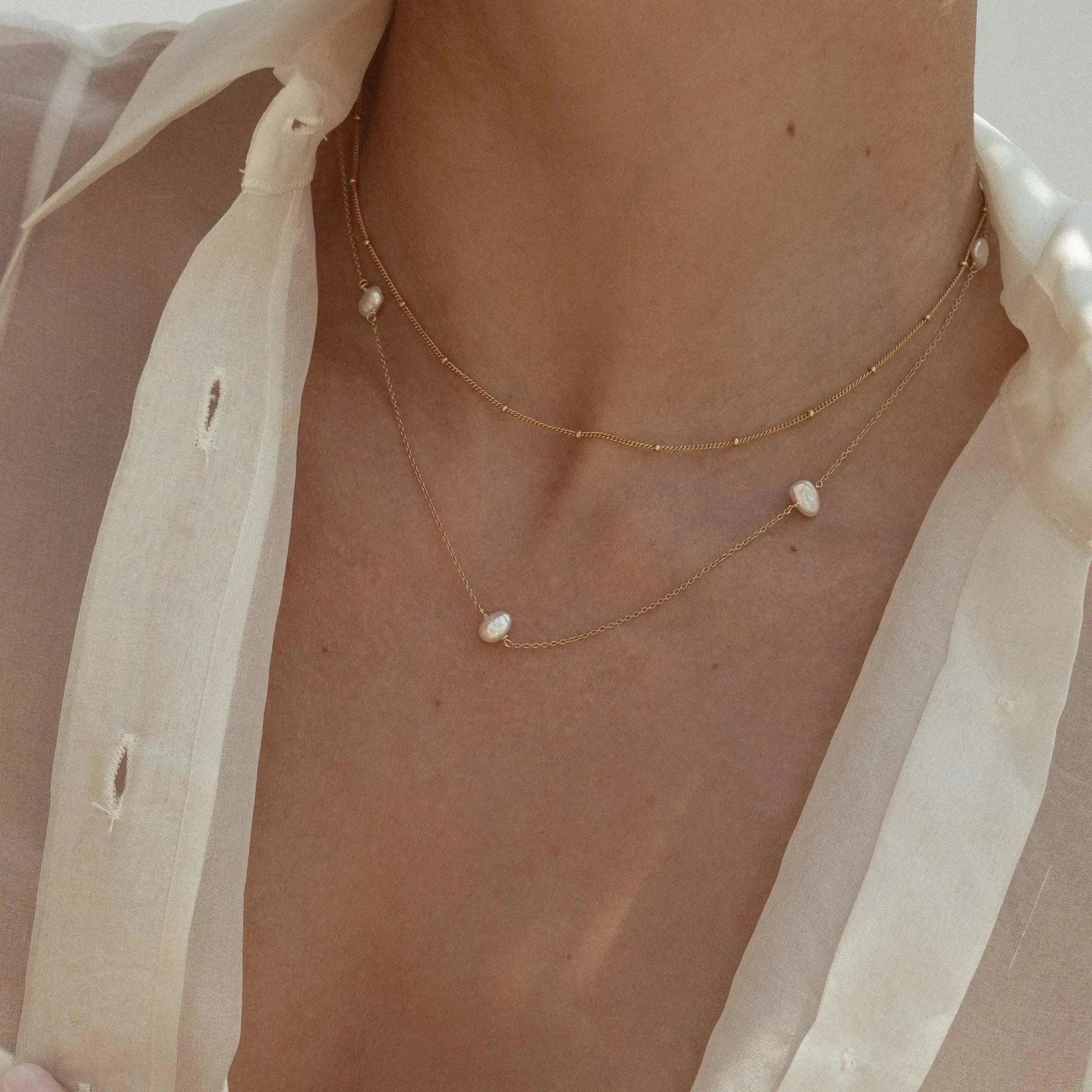 Cassis Keshi Pearl Gold Necklace - ELLA PALM