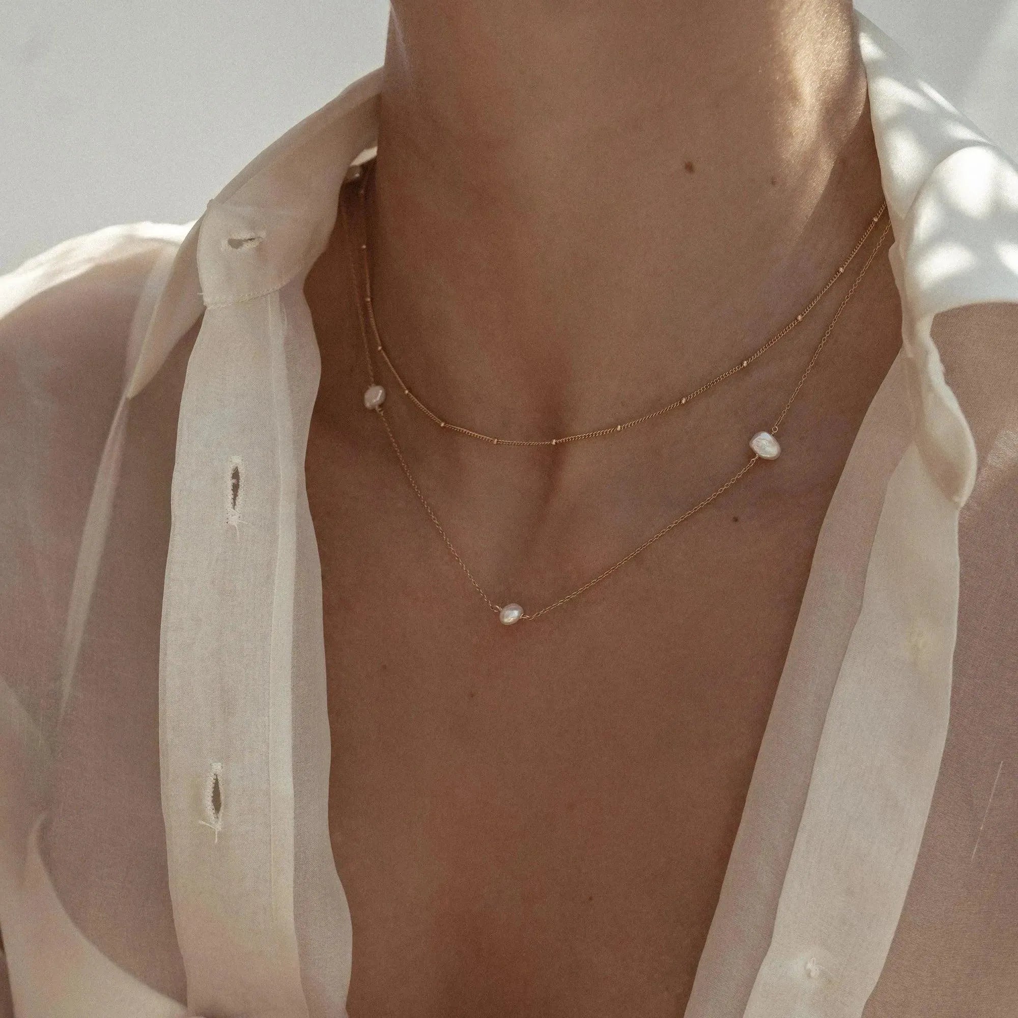 Cassis Keshi Pearl Gold Necklace - ELLA PALM