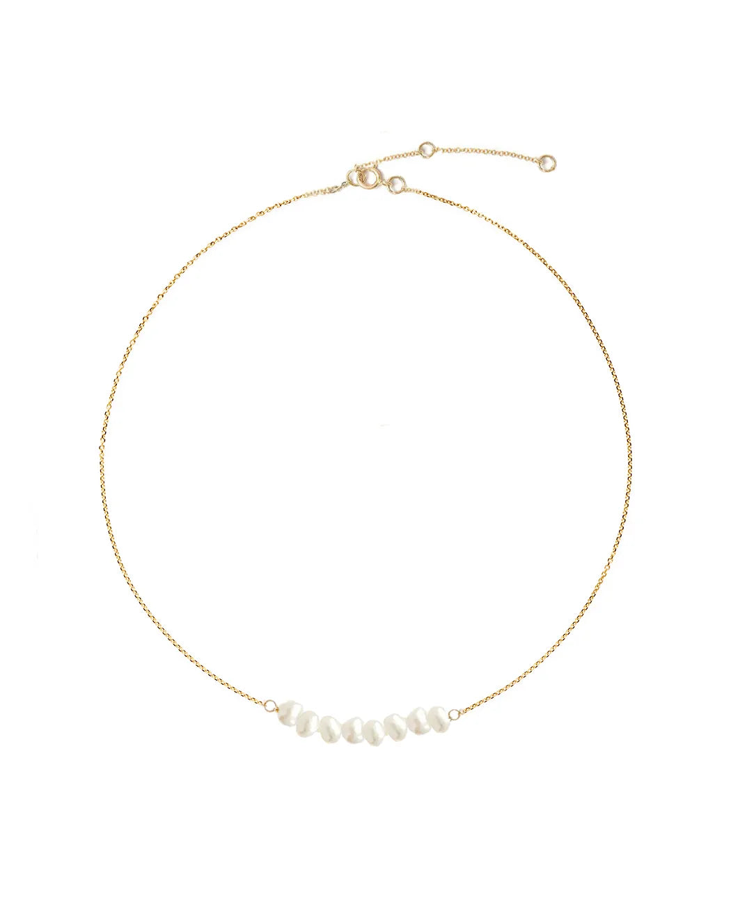 Cassis Keshi Pearl 14k Gold Fine Cluster Necklace