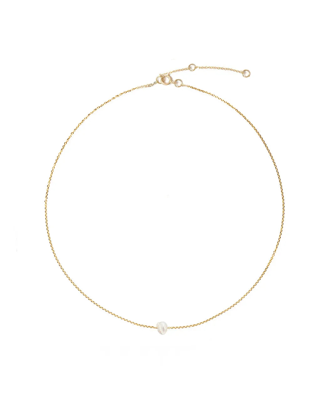 Cassis Keshi Single Pearl 14k Gold Fine Necklace