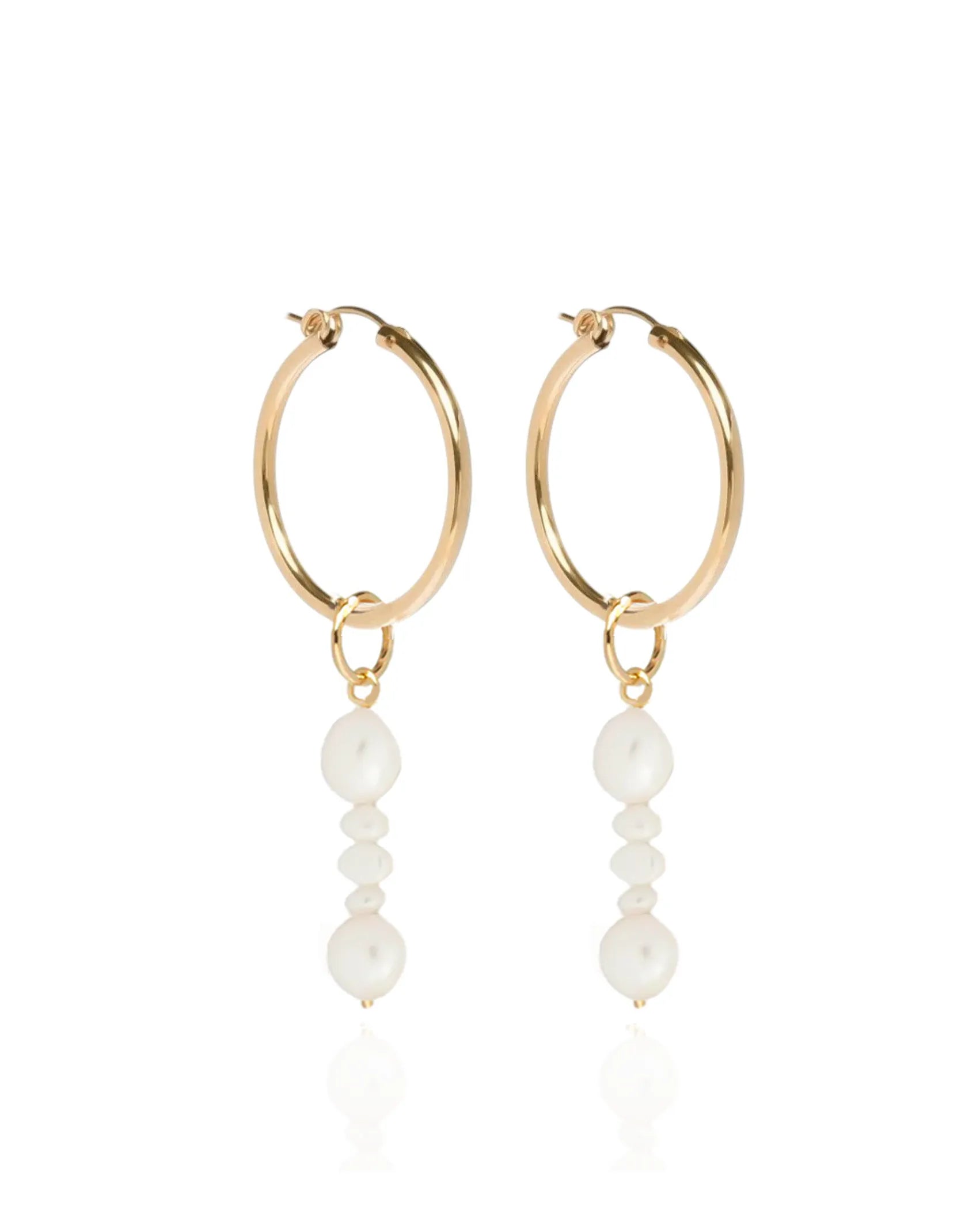 Coast Baroque Pearl 14k Gold Hoops - 22mm