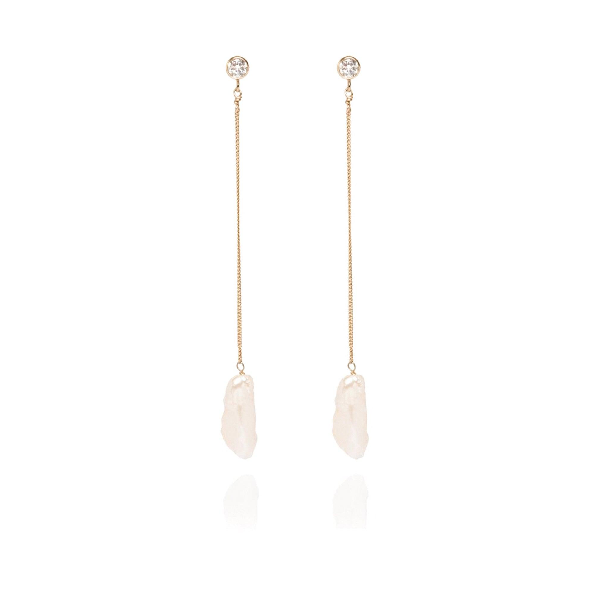 Eloise Topaz Biwa Pearl 14k Gold Drop Earrings - ELLA PALM