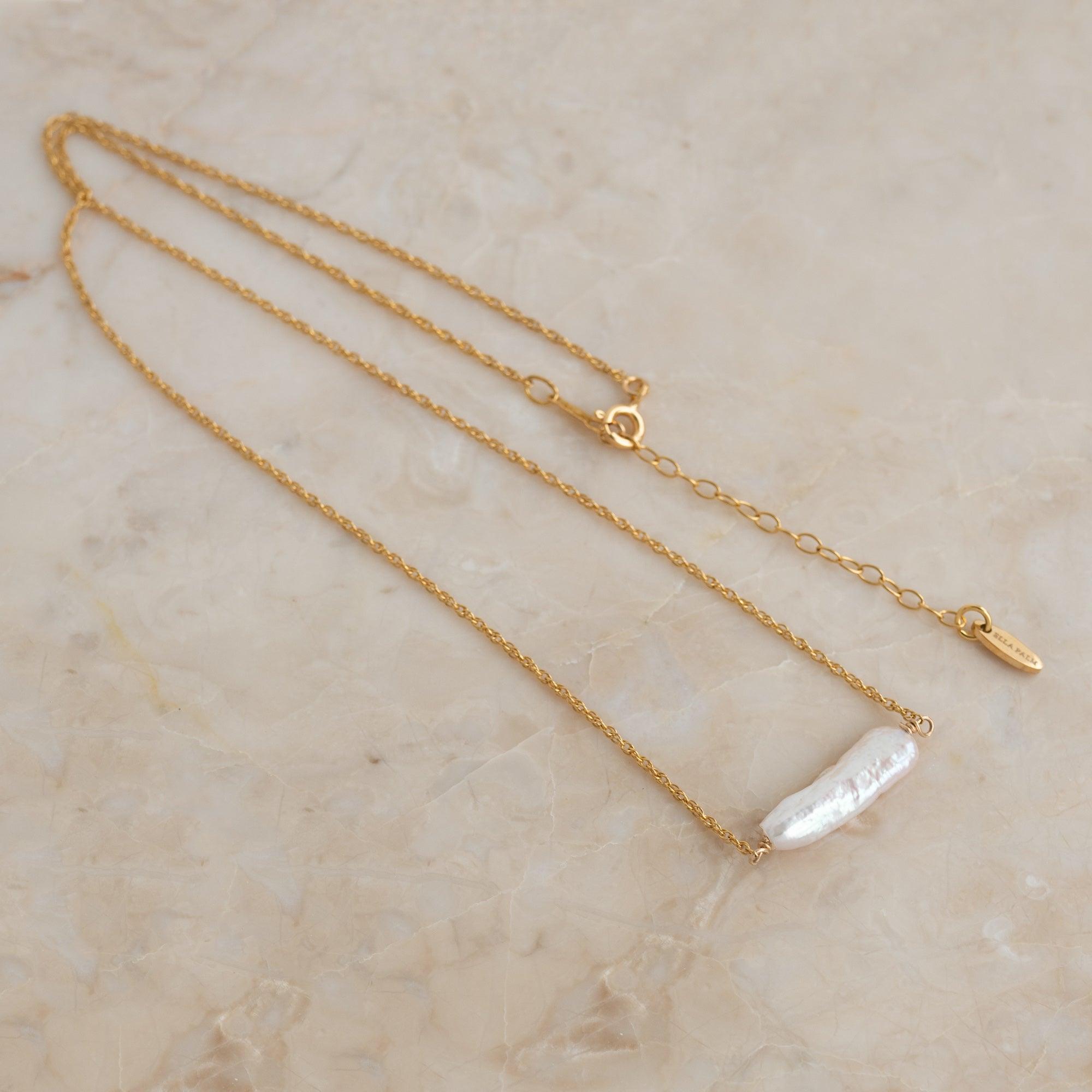 Freshwater Biwa Pearl 14k Gold Rope Chain Necklace | Sample - ELLA PALM