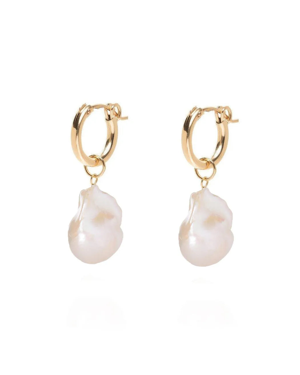 Gaia Baroque Pearl 14k Gold Hoops -12mm