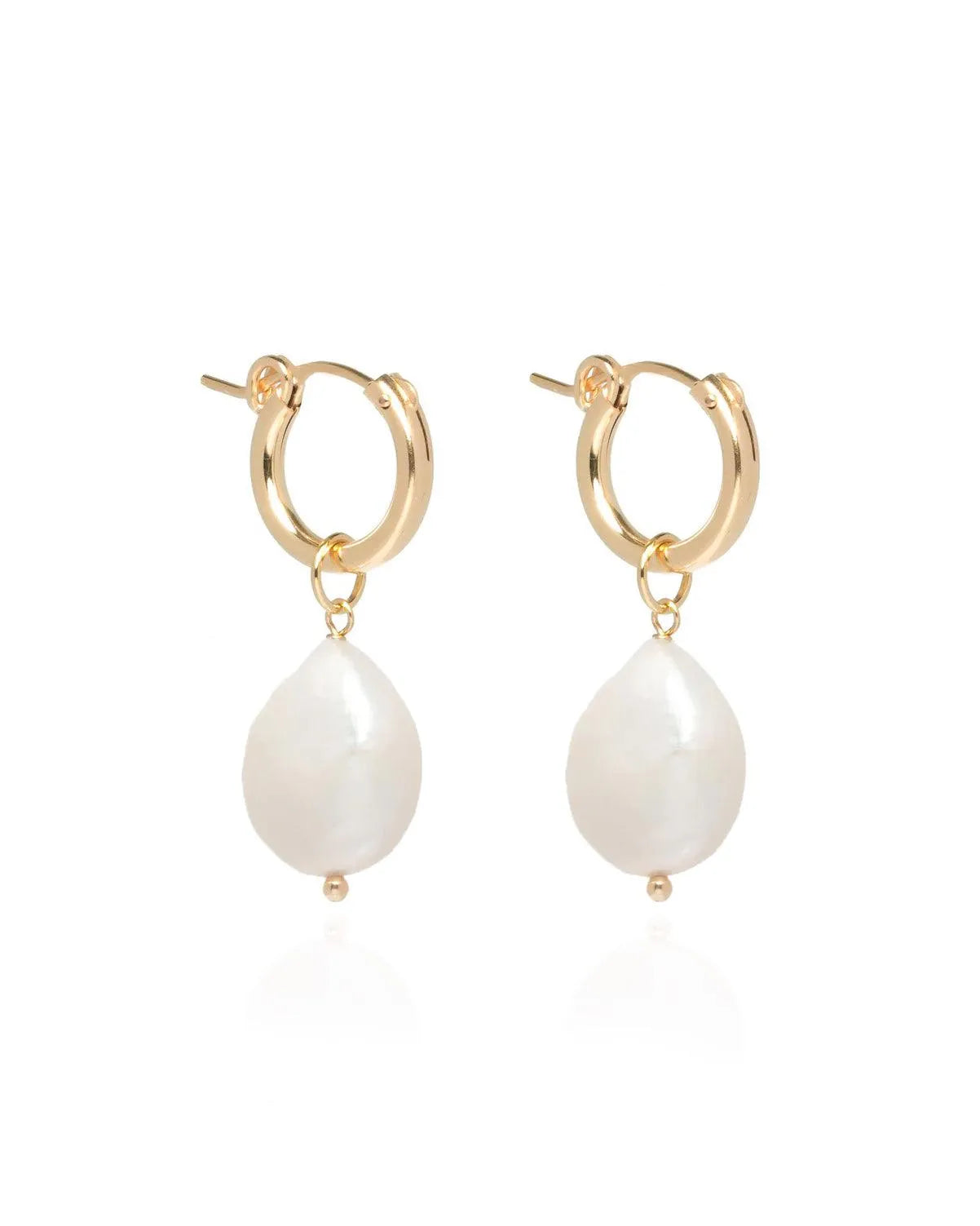 Layla Baroque Pearl Hoop Gold Earrings - ELLA PALM