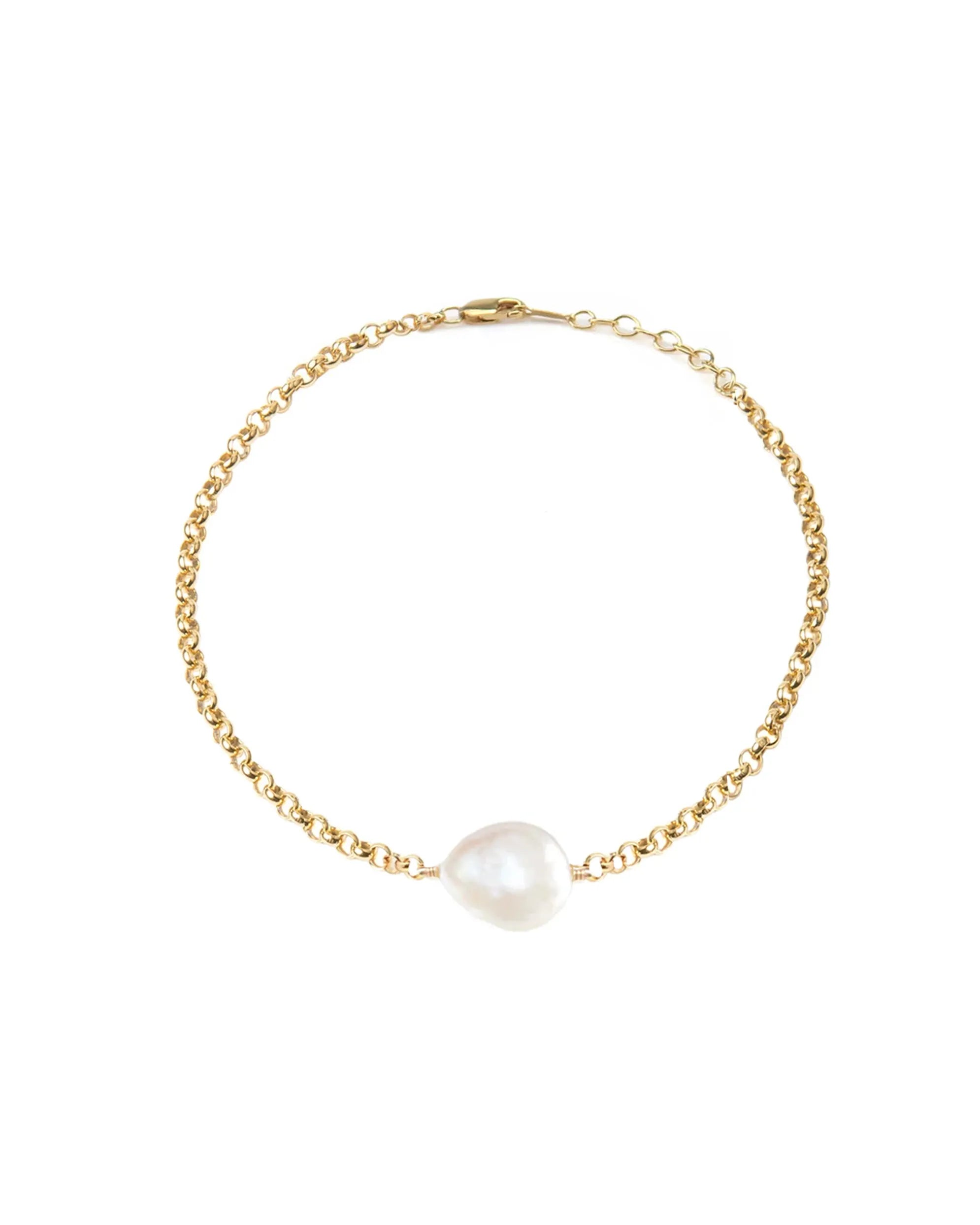 Layla  Baroque Pearl Chain 14k Gold Bracelet