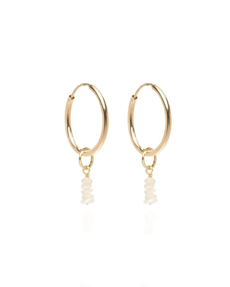 Leona Keshi Pearl Sleeper 14k Gold Hoops
