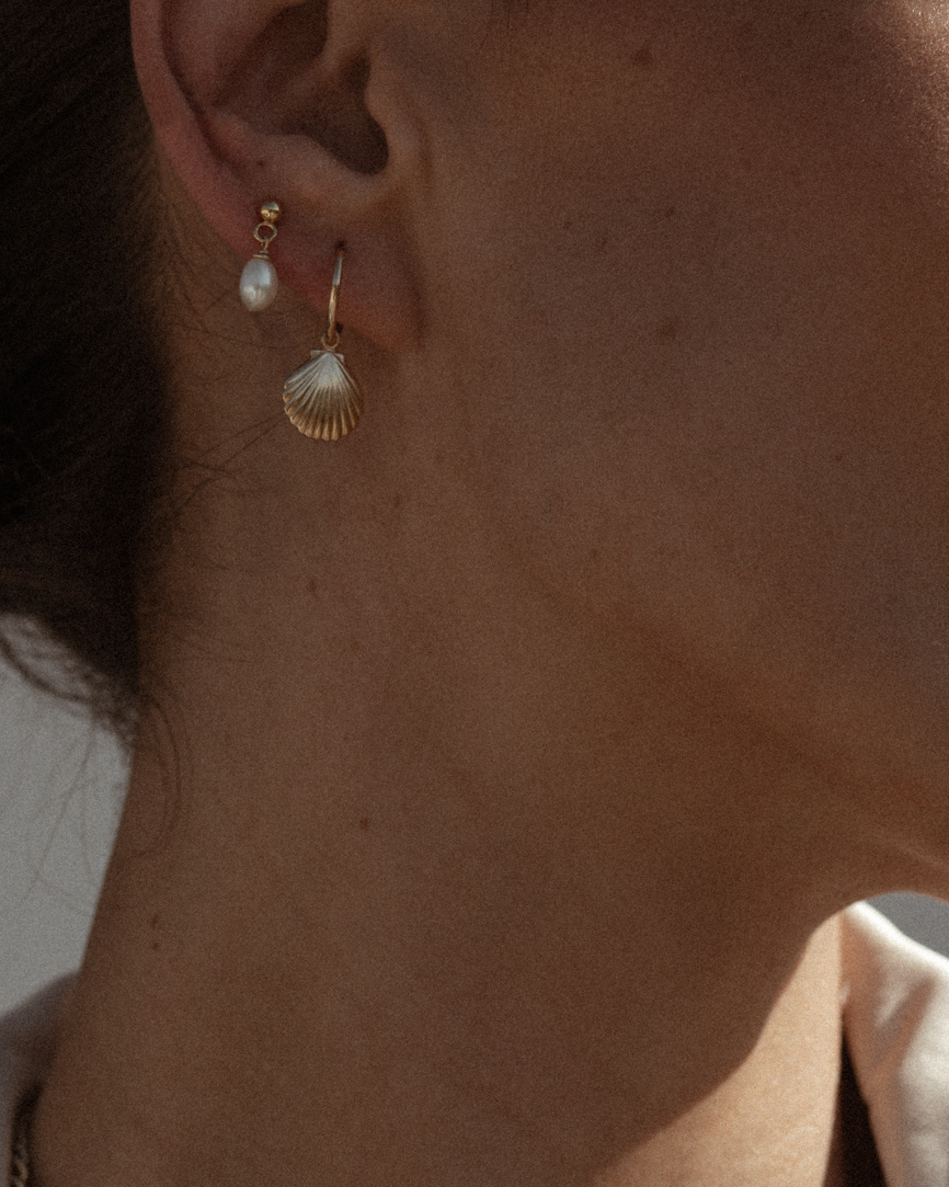 Lucia Rice Pearl 14k Gold Studs