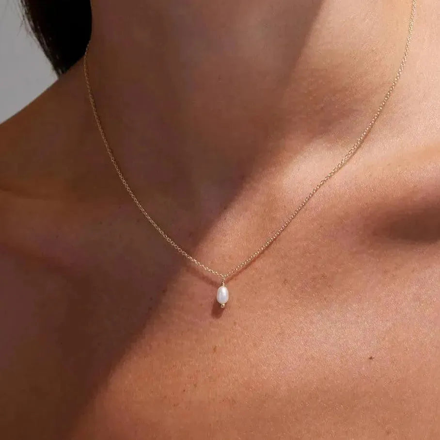 Lucia Rice Pearl 14k Gold Necklace - ELLA PALM