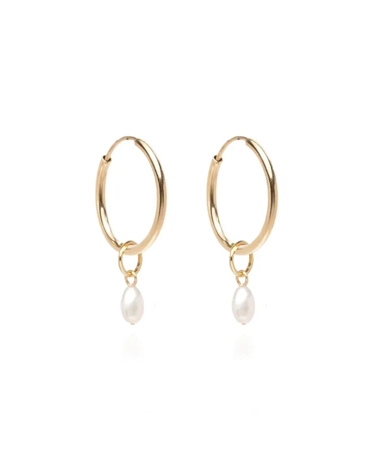 Lucia Rice Pearl Sleeper 14k Gold Hoops