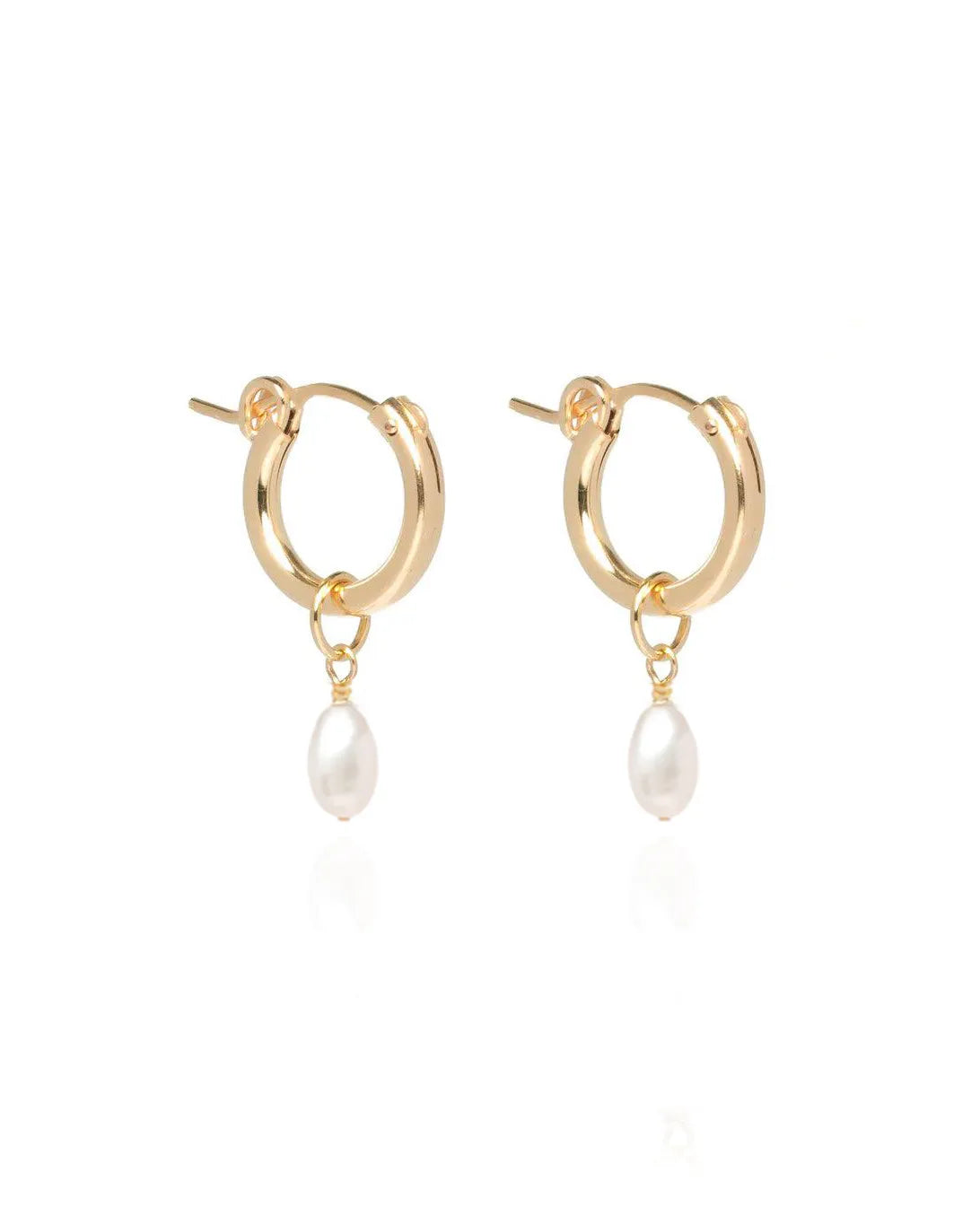 Lucia Rice Pearl 14k Gold Huggie Hoops - 12mm