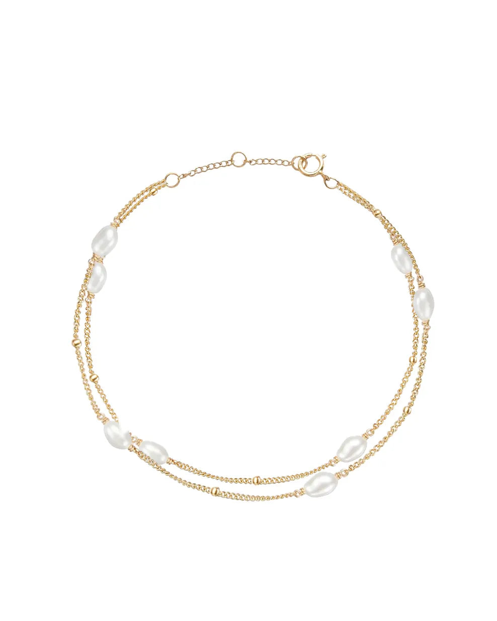 Lucia Rice Pearl 14k Gold Layered Bracelet