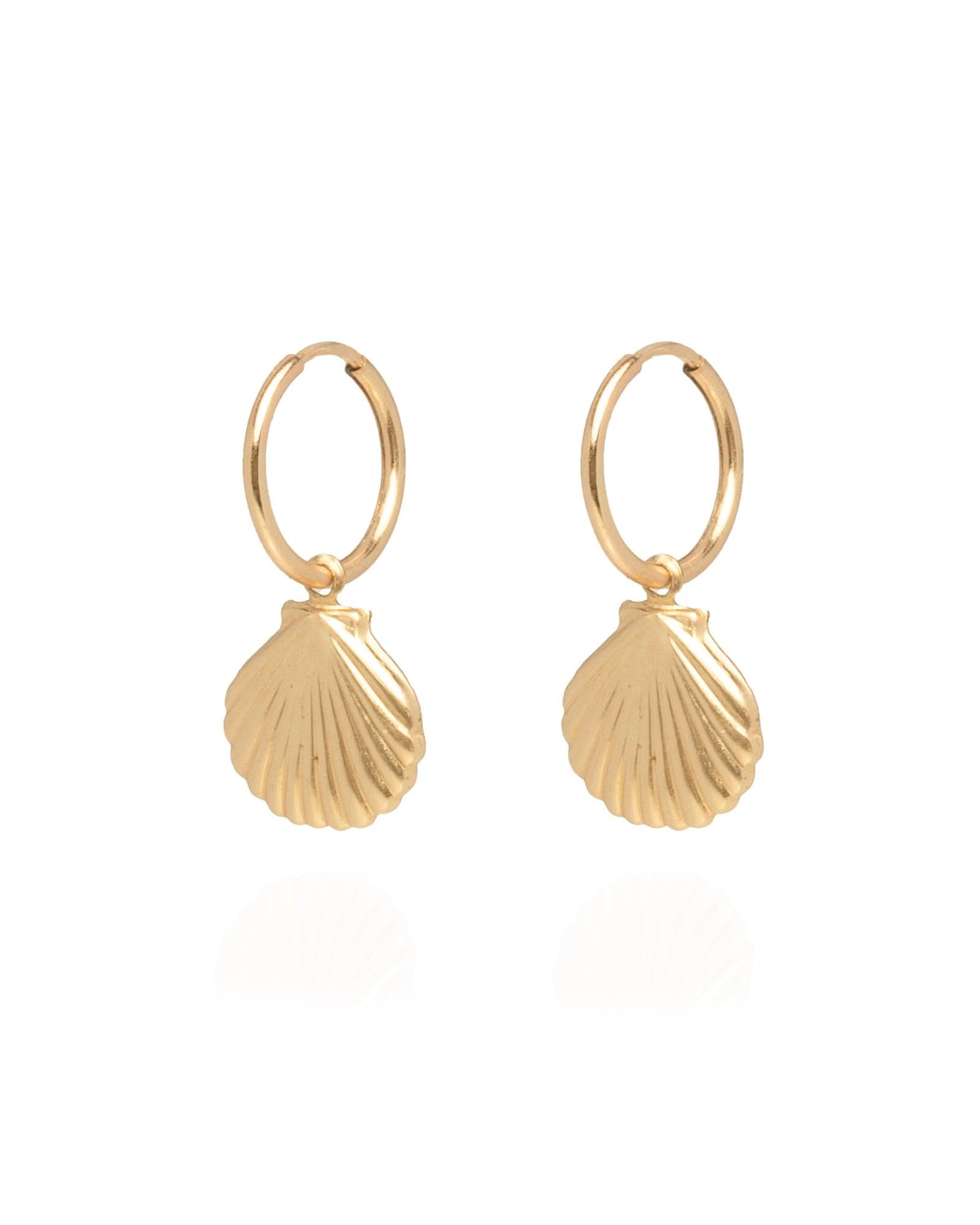 Mila Shell 14k Gold Hoops - ELLA PALM