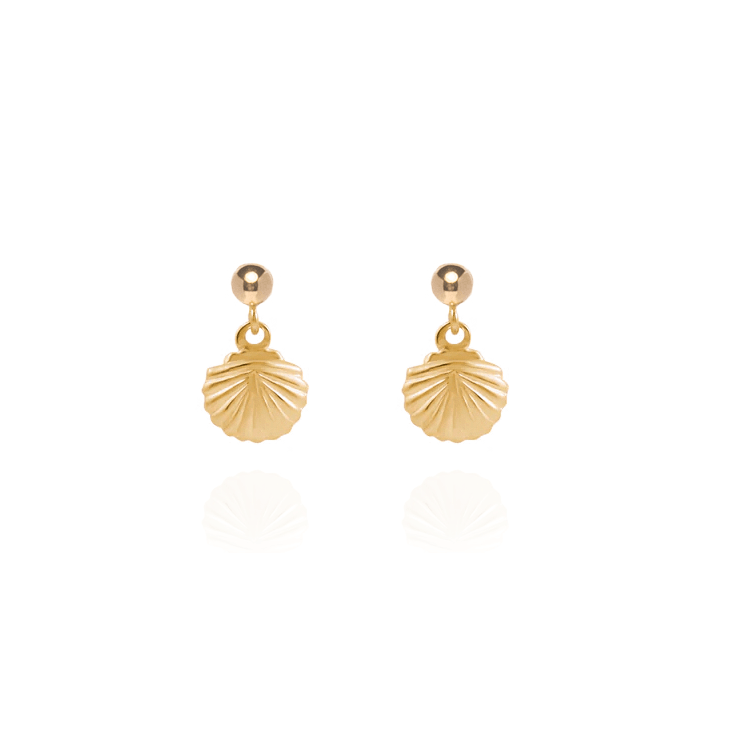 Mila Shell 14k Gold Stud Earrings - ELLA PALM