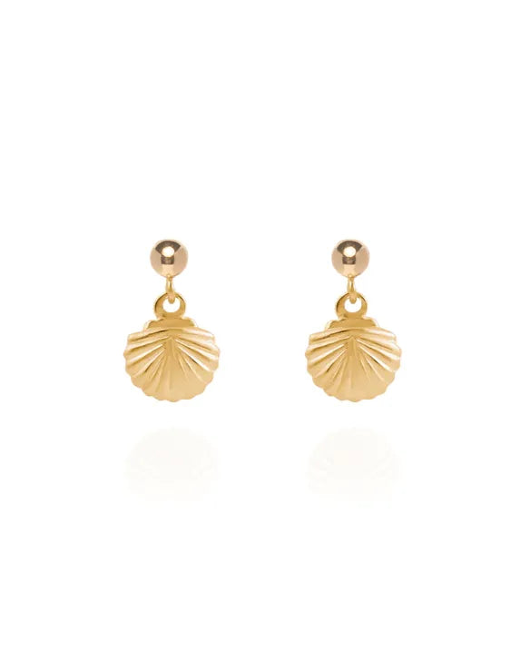Mila Shell 14k Gold Stud Earrings - ELLA PALM