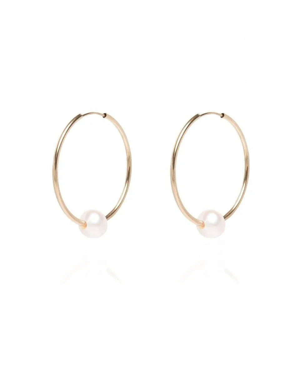 Miranda Baroque Pearl 14k Gold Hoops - ELLA PALM
