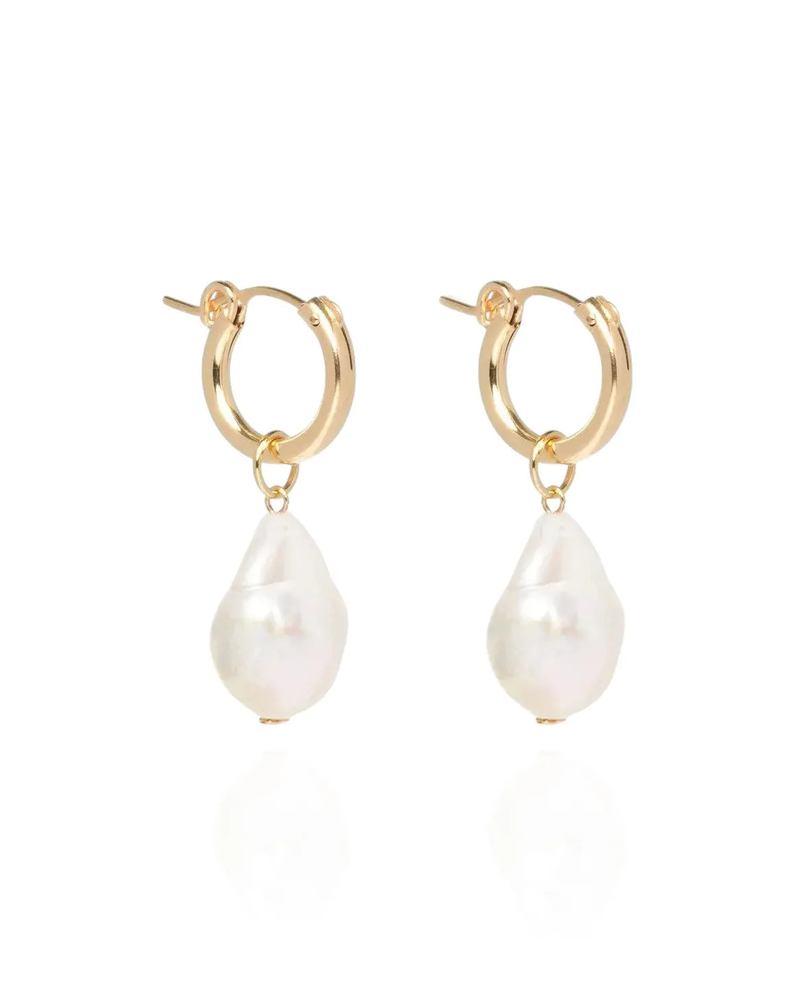 Eva Baroque Pearl 14k Gold Huggie Hoops - 12mm