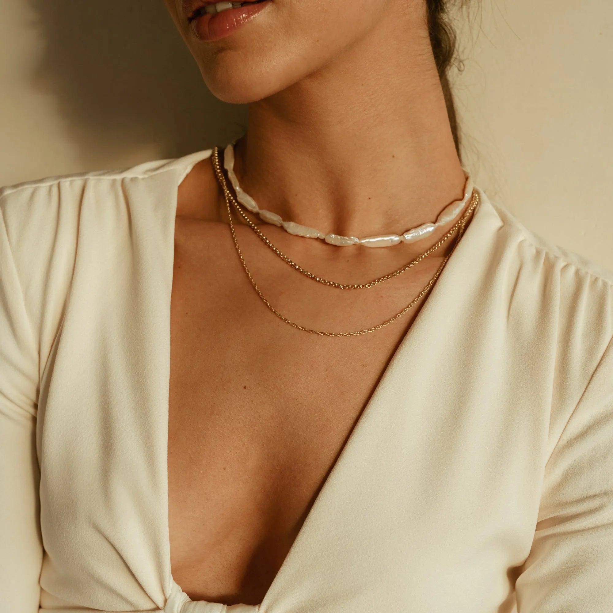 Eloise Biwa Pearl 14k Gold Beaded Necklace