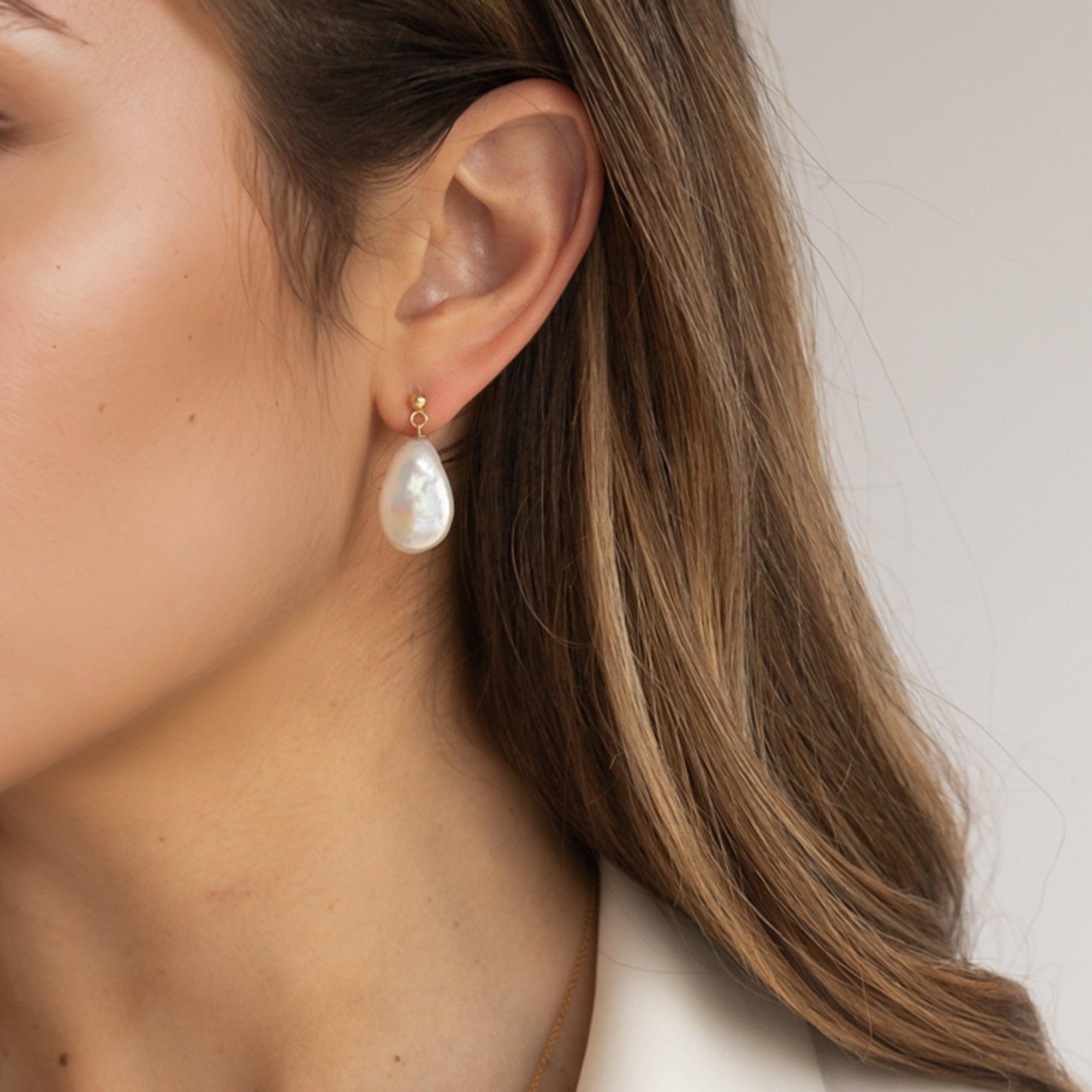 Serenity Pearl 14k Gold Earrings - ELLA PALM