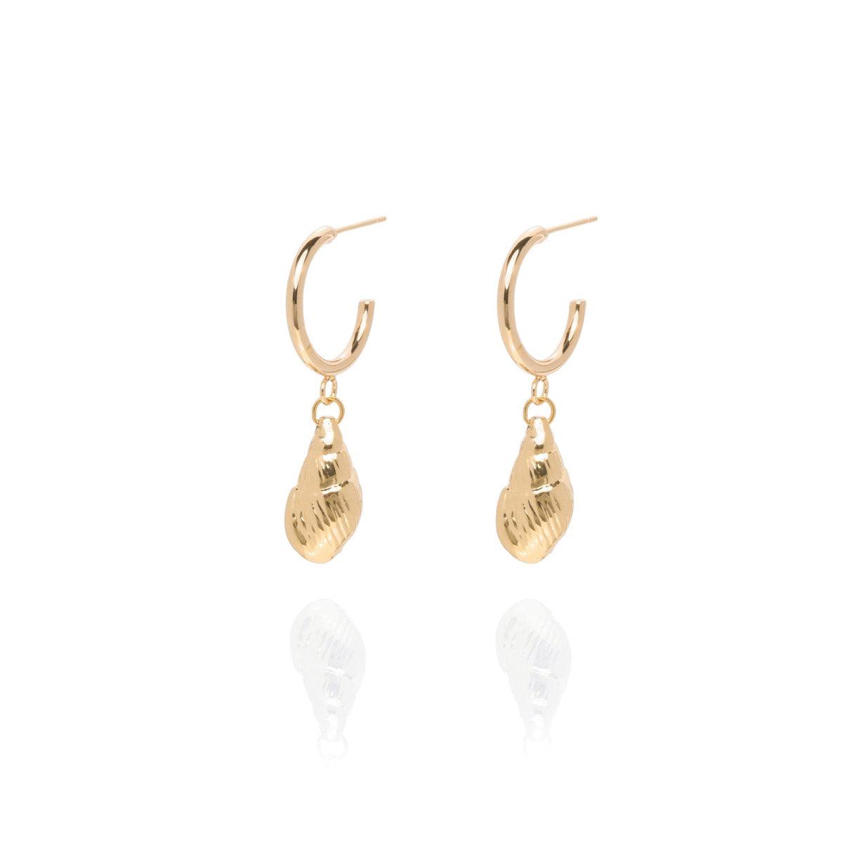 Siren Shell 14k Gold Hoop Earrings - ELLA PALM
