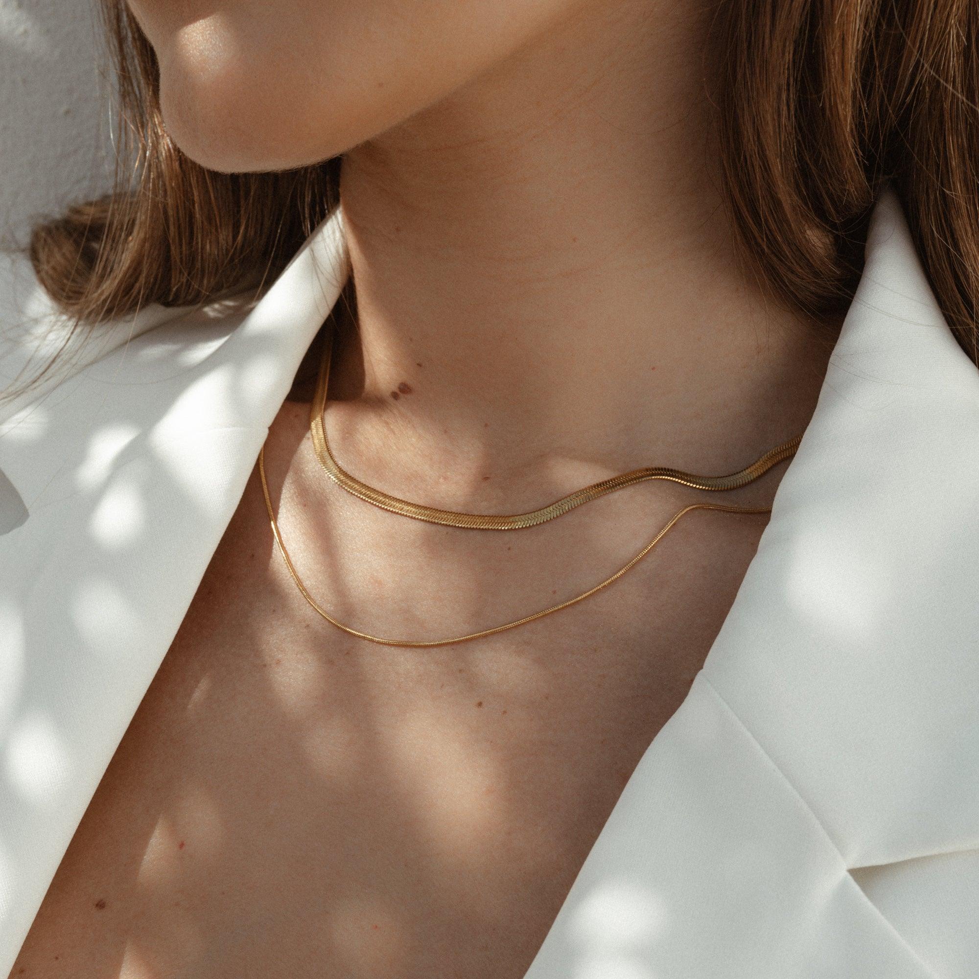 Sura 14k Gold Snake Chain Necklace - ELLA PALM