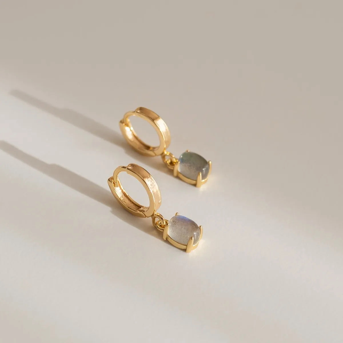 Labradorite 14k Gold Huggie Hoops - ELLA PALM
